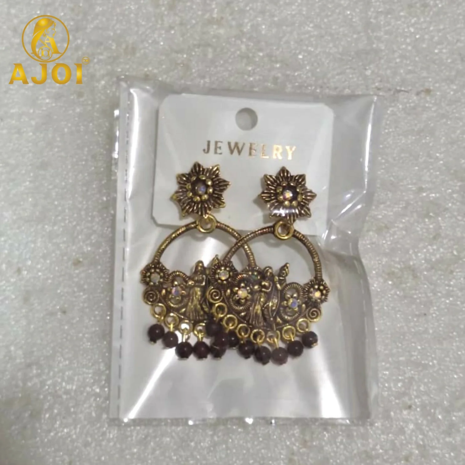 Radha Krishna Chandbali Earrings – Traditional Antique Silver Jewelry - Image 5