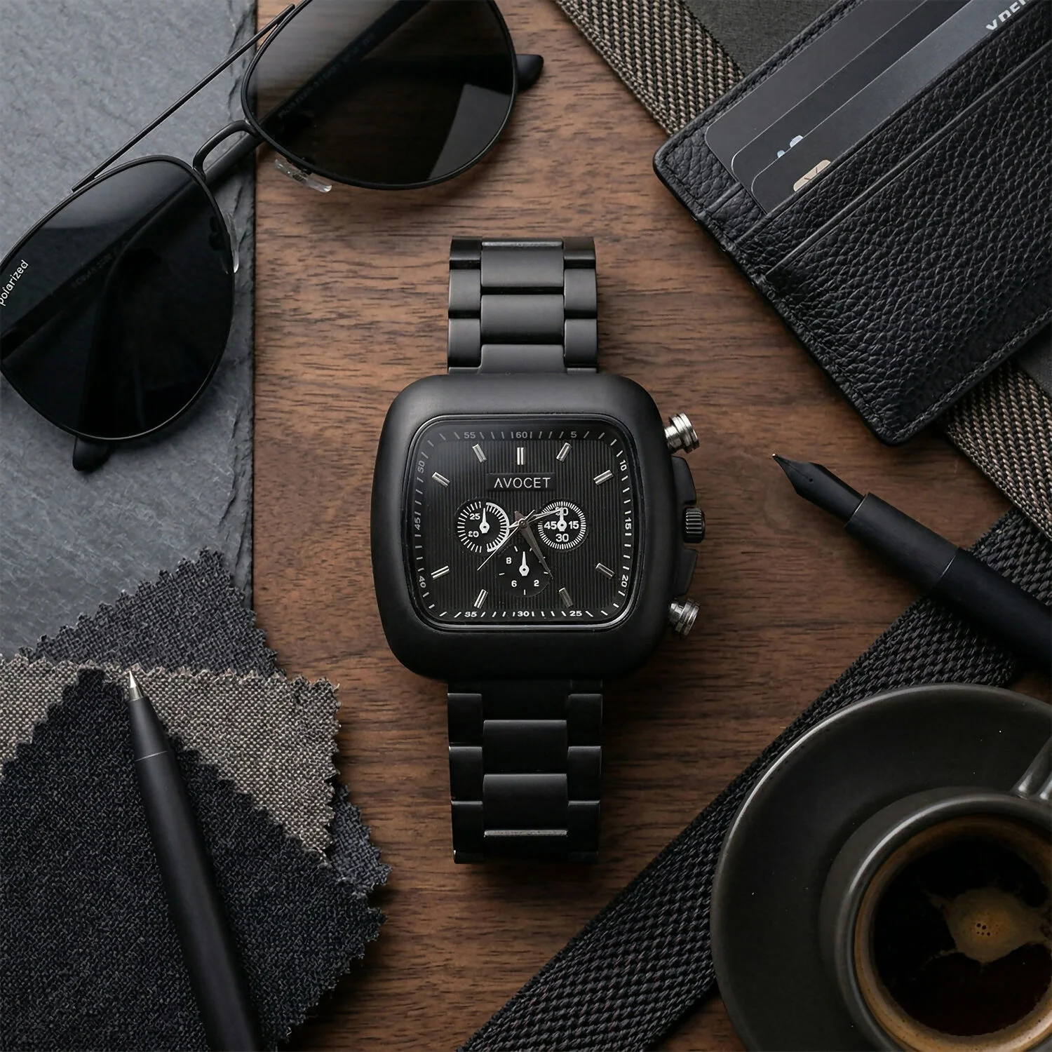 Men's Matte Black Square Dial Watch – Modern & Stylish Design - Image 5