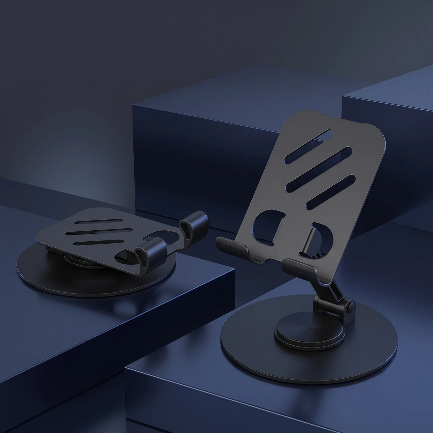 Metal Foldable Mobile Stand 360 Degree Rotating Adjustable Holder (1 Pc) - Image 3