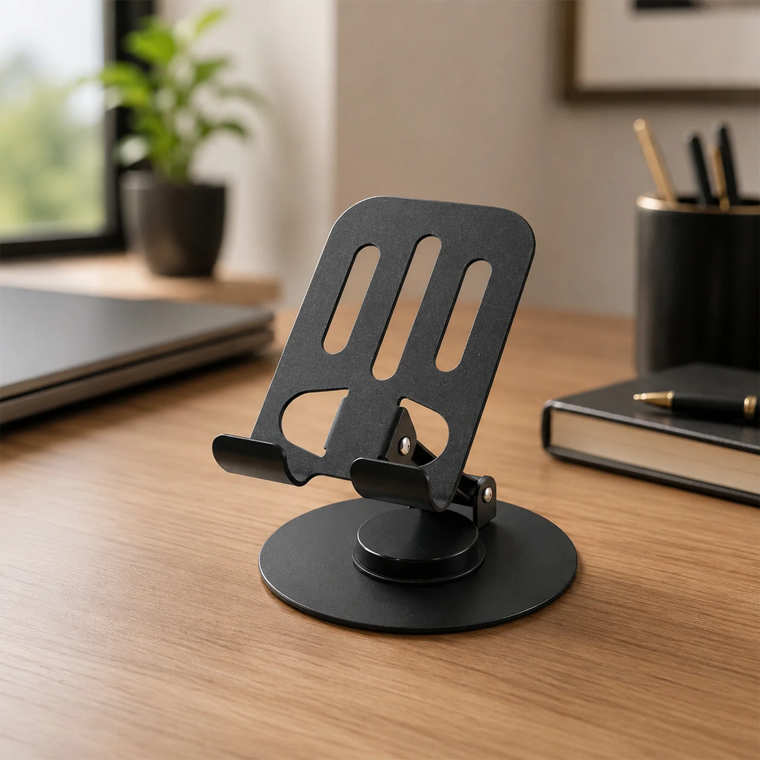 Metal Foldable Mobile Stand 360 Degree Rotating Adjustable Holder (1 Pc) - Image 4