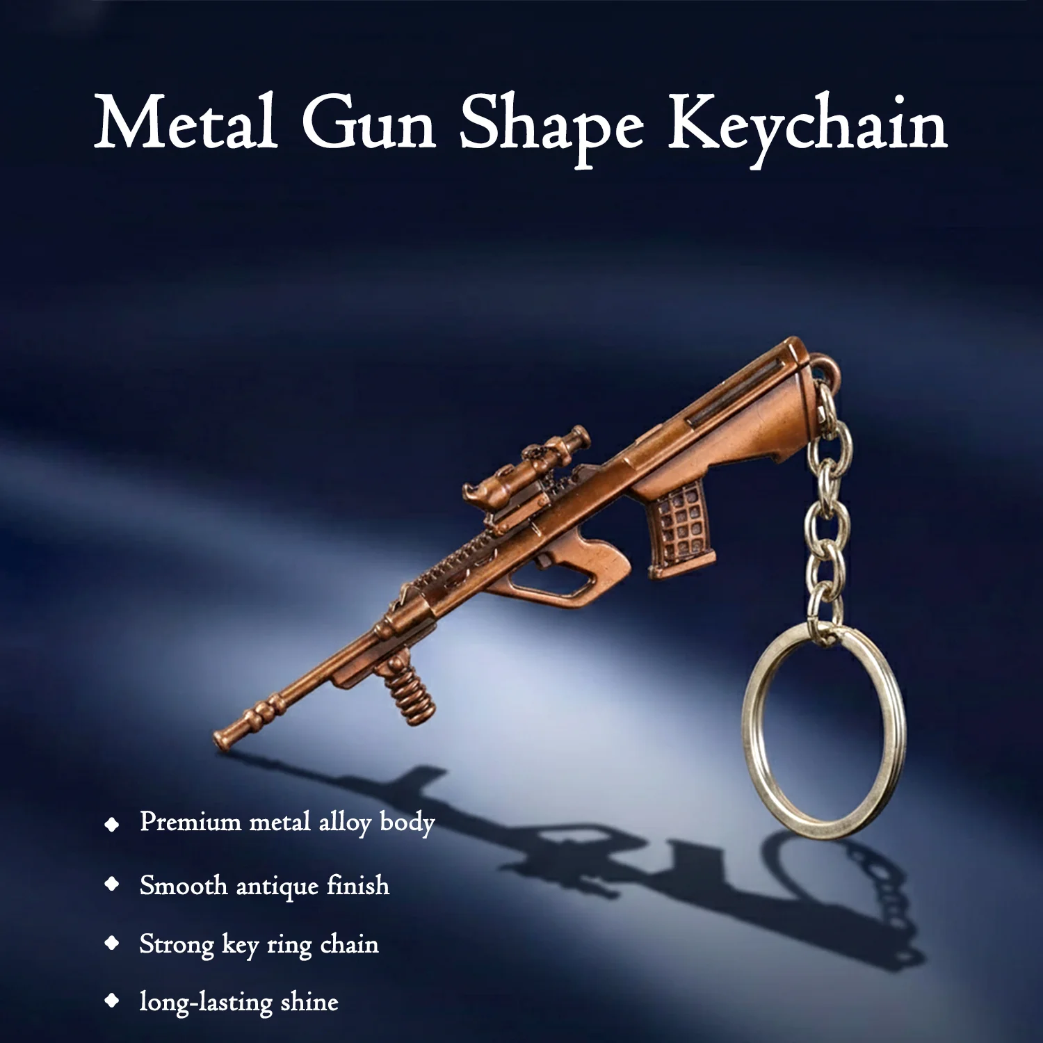 Gun Shape Keychain – Durable Metal Alloy with Antique Finish - Image 4