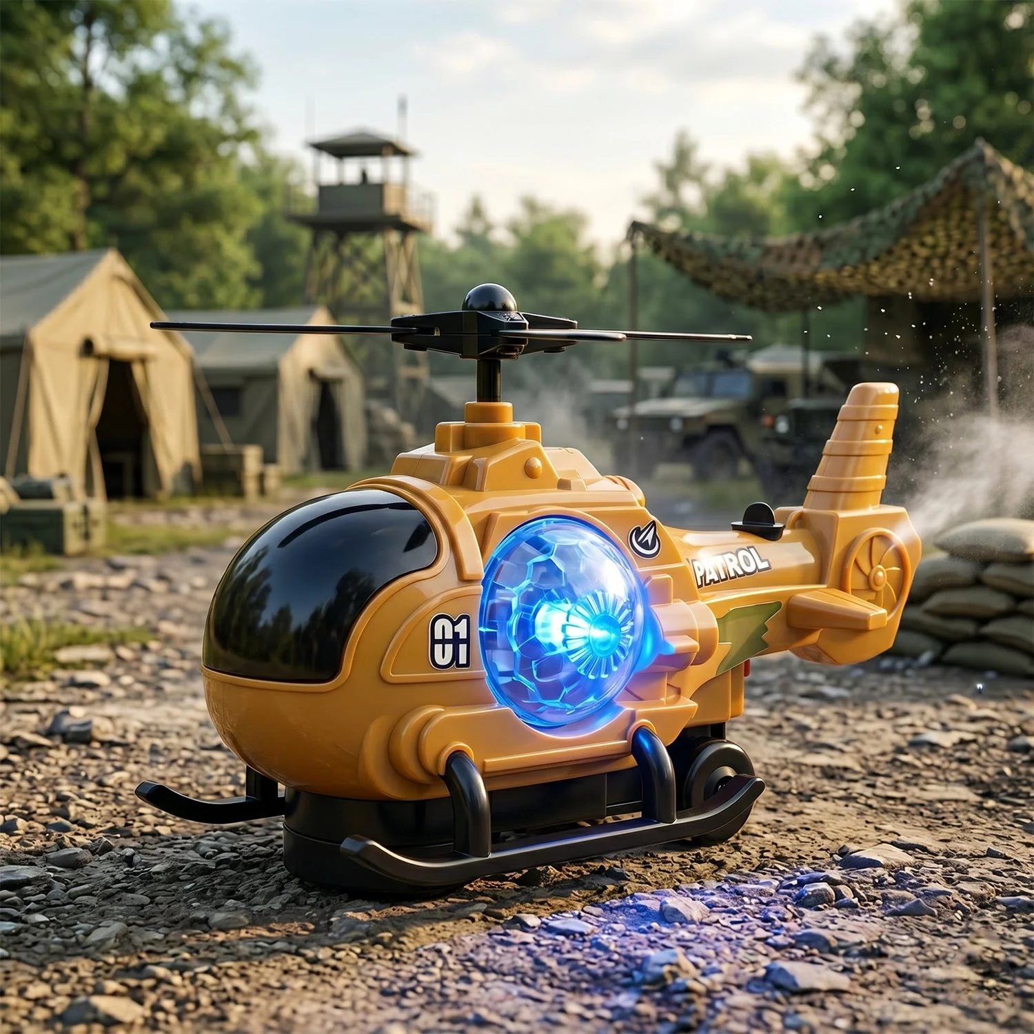 Military Spray Helicopter Toy – Lights, Music & Mist for Kids - Image 8