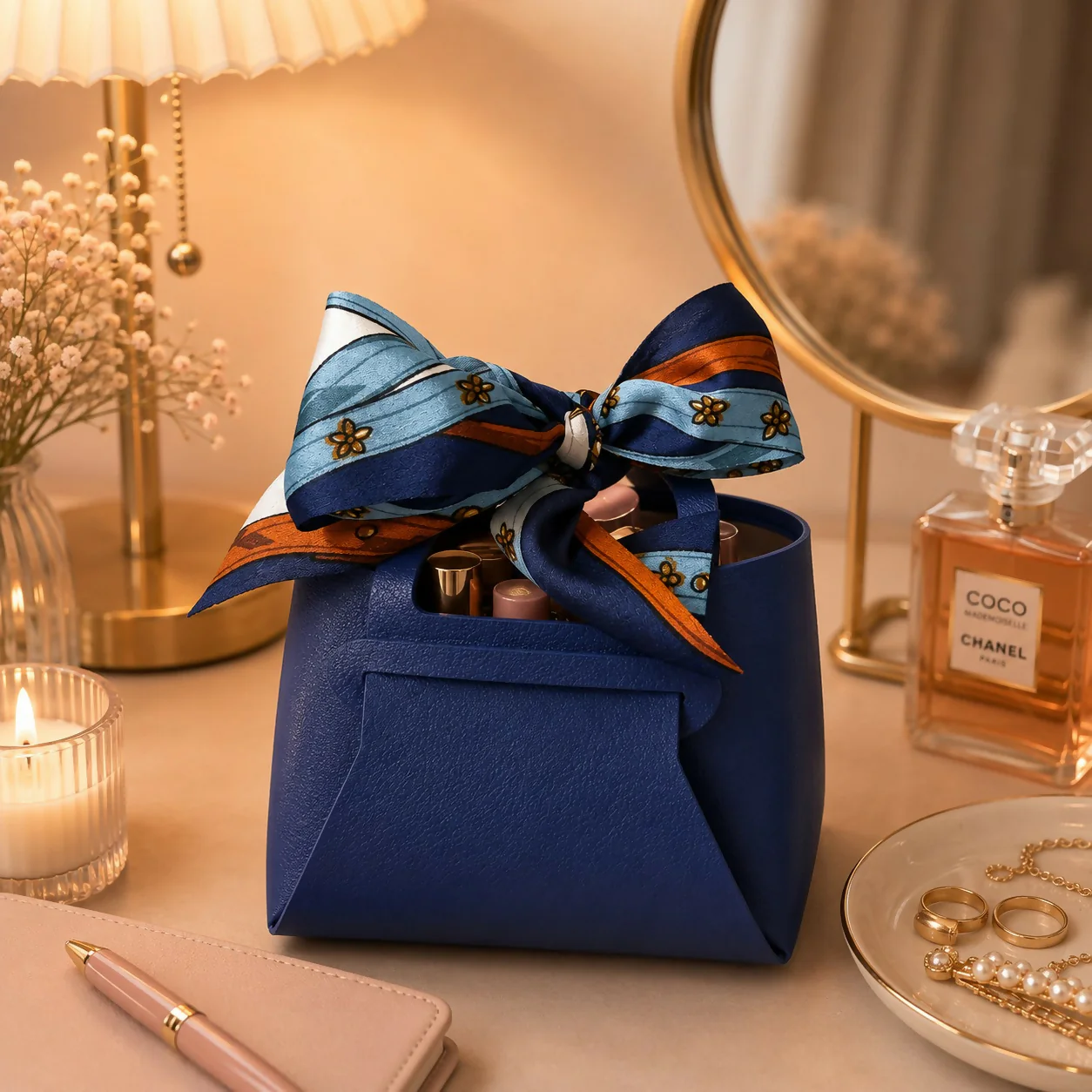 Mini Blue Handbag Organizer – Stylish & Space-Saving for Women