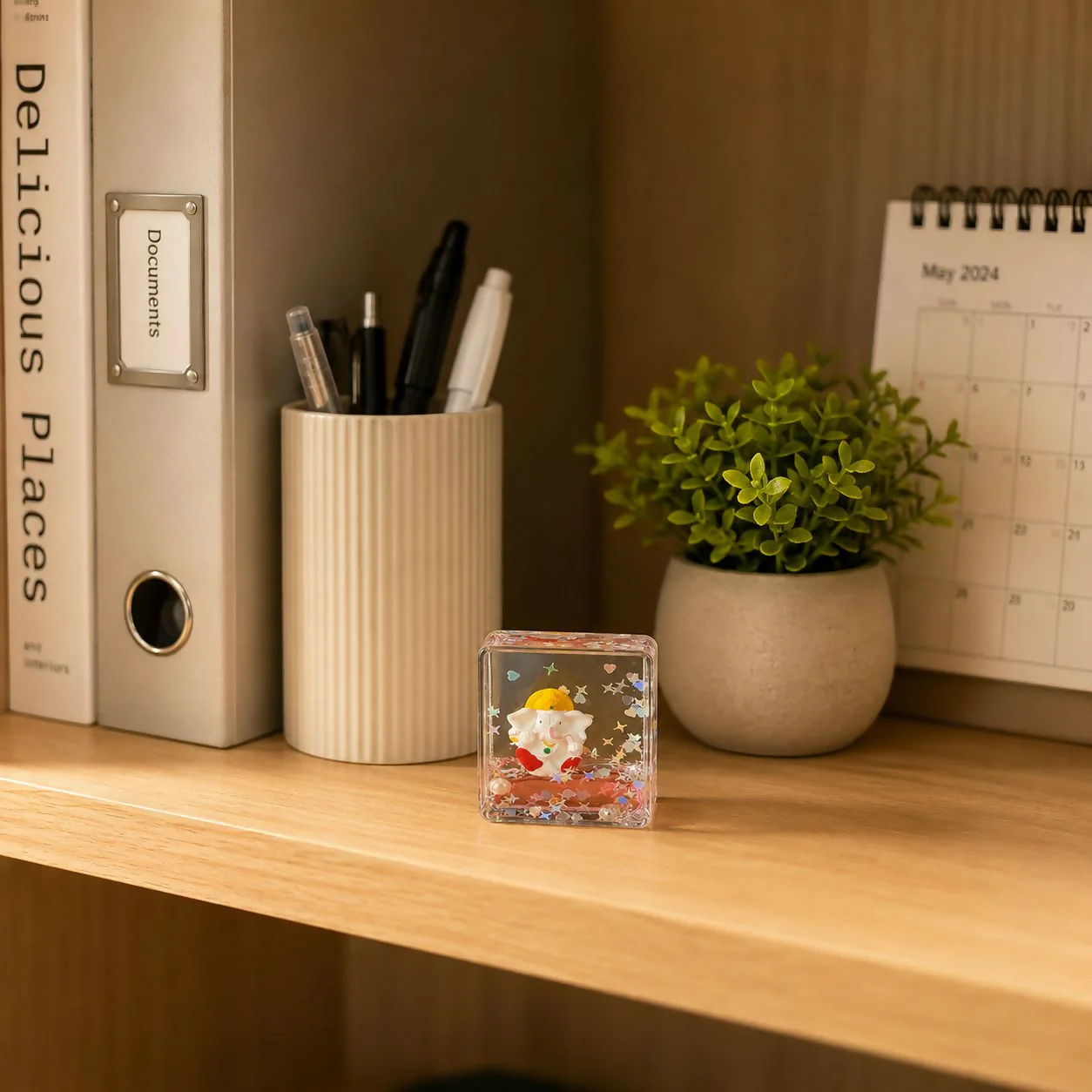 Mini Ganesha liquid glitter paper weight – Charming desk accessory - Image 2