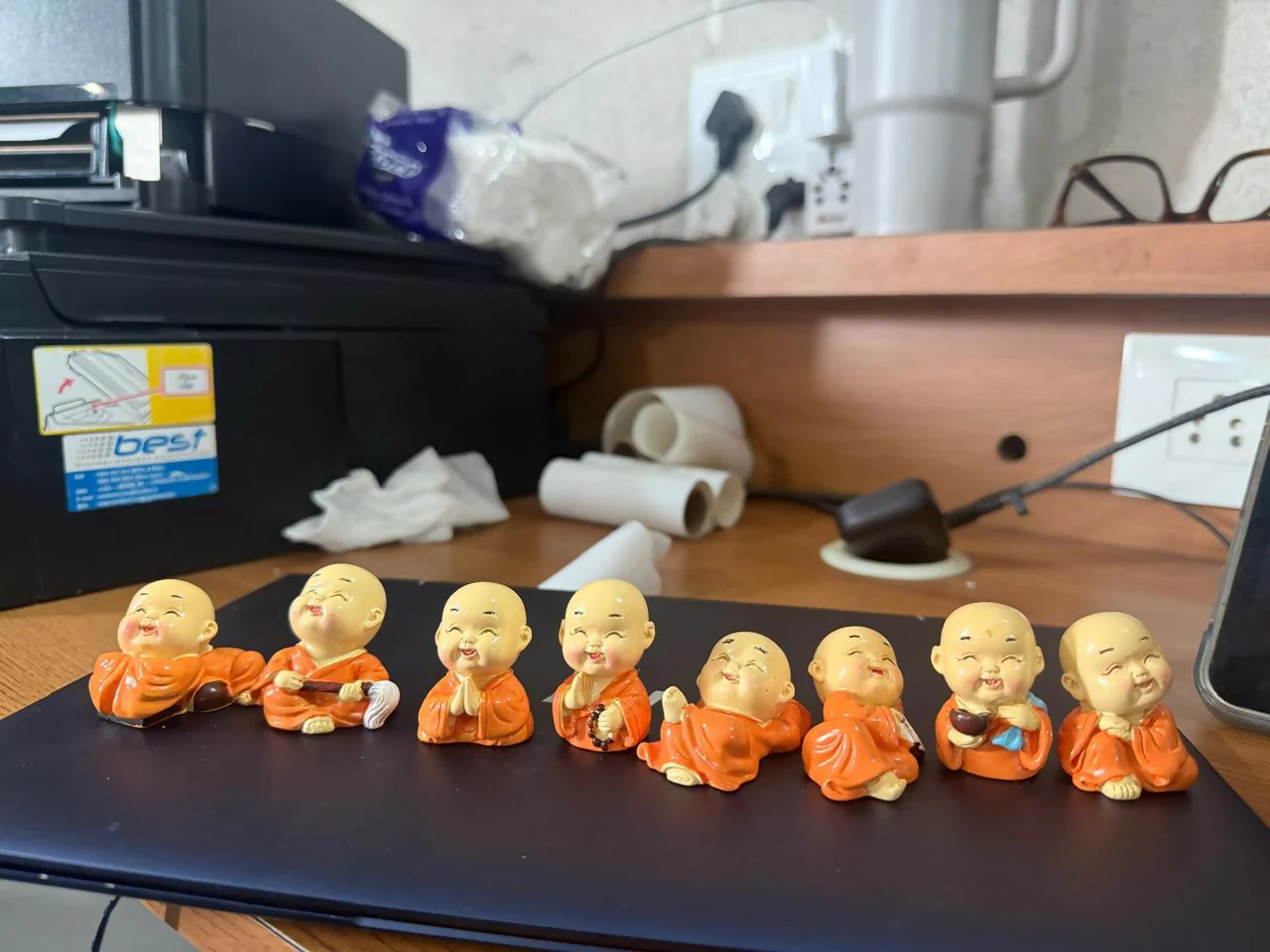 Mini Laughing Monk Figurines – Set of 8 Positive Decor - Image 5