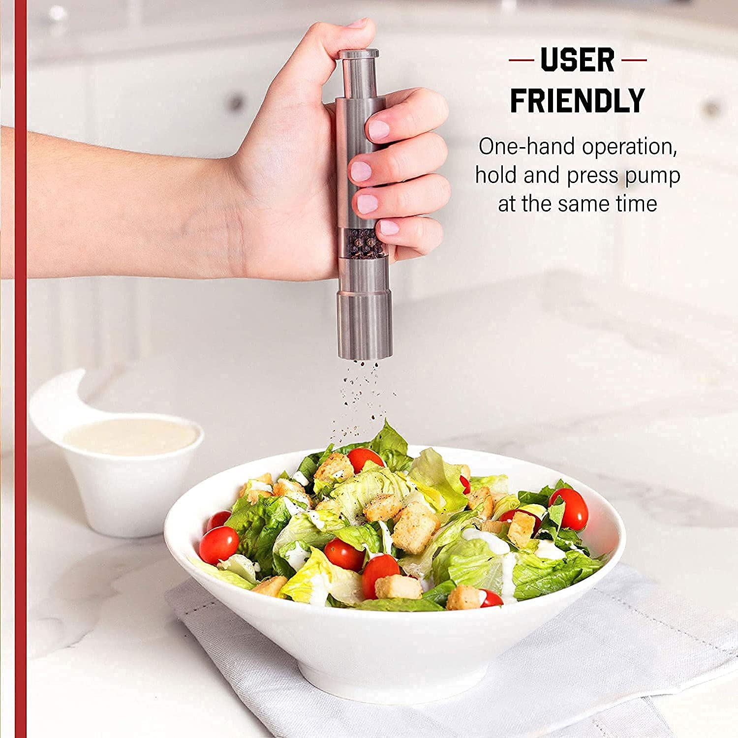 Thumb Press Grinder – Steel Salt & Pepper Mill | ProChef Gadgets - Image 7