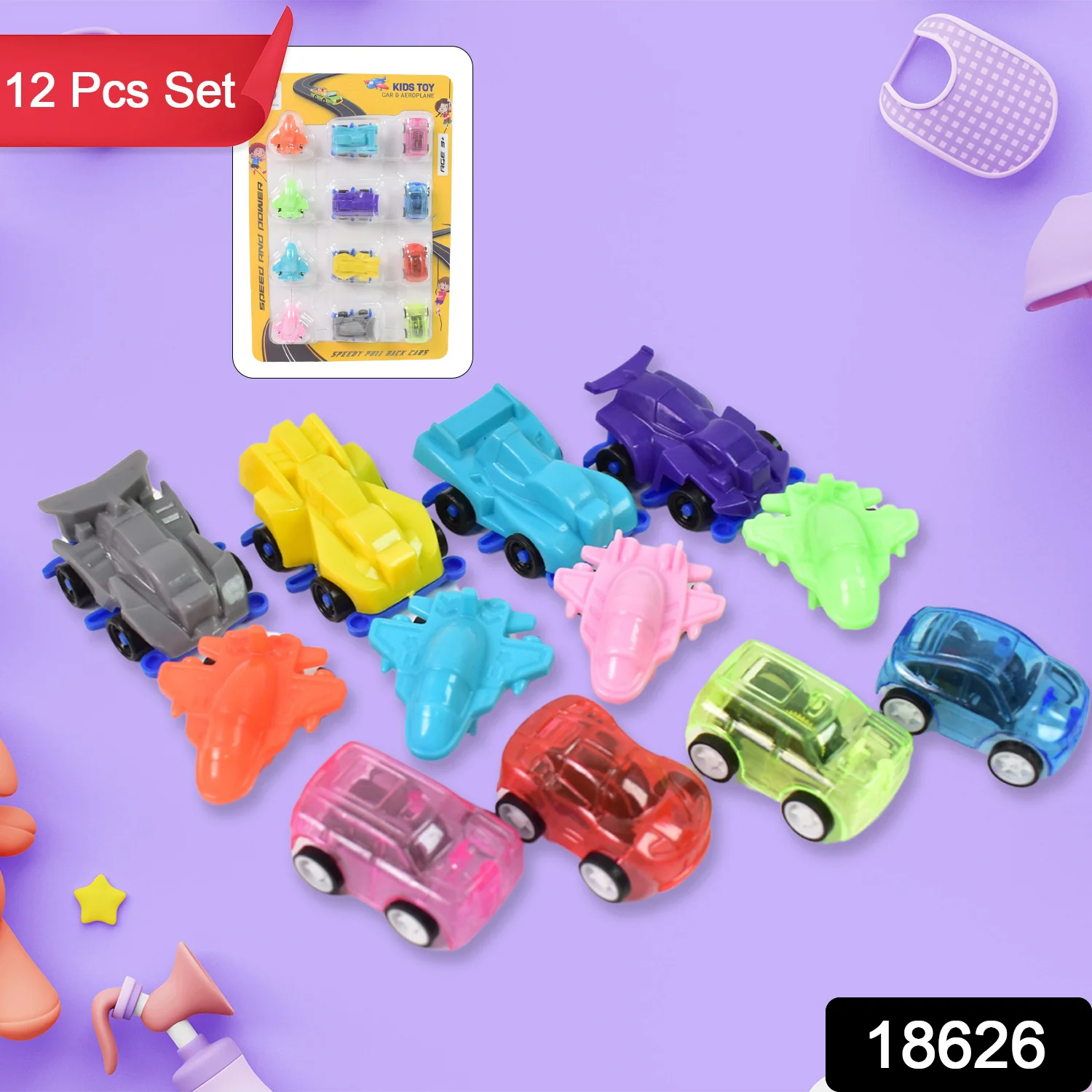 Pull Back Car Set – 12 Mini Vehicle Toys for Kids | Aditi - Image 2
