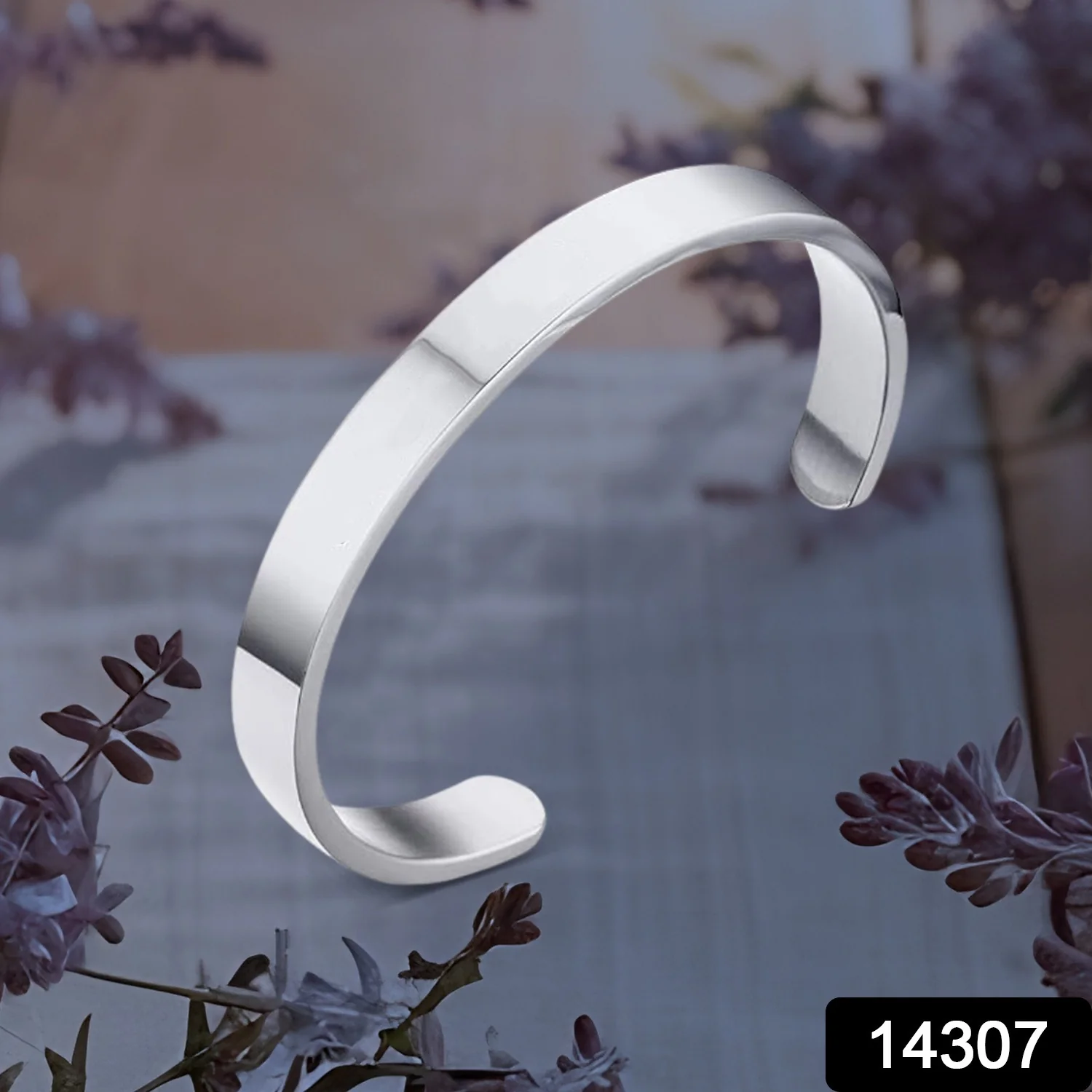 Silver-Tone Stainless Steel Bracelet – Minimalist Open-Ended Kada - Image 2