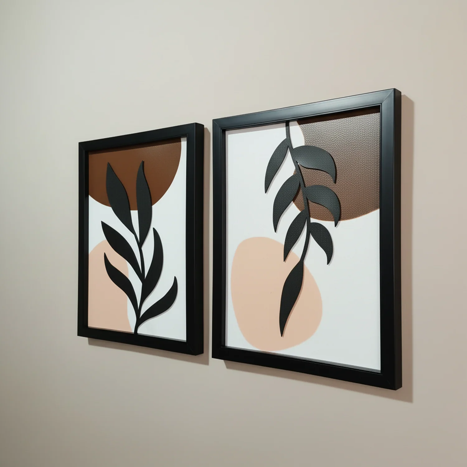 Modern Abstract Leaf Wall Art – Minimalist Botanical Decor Set of 2 - Image 3