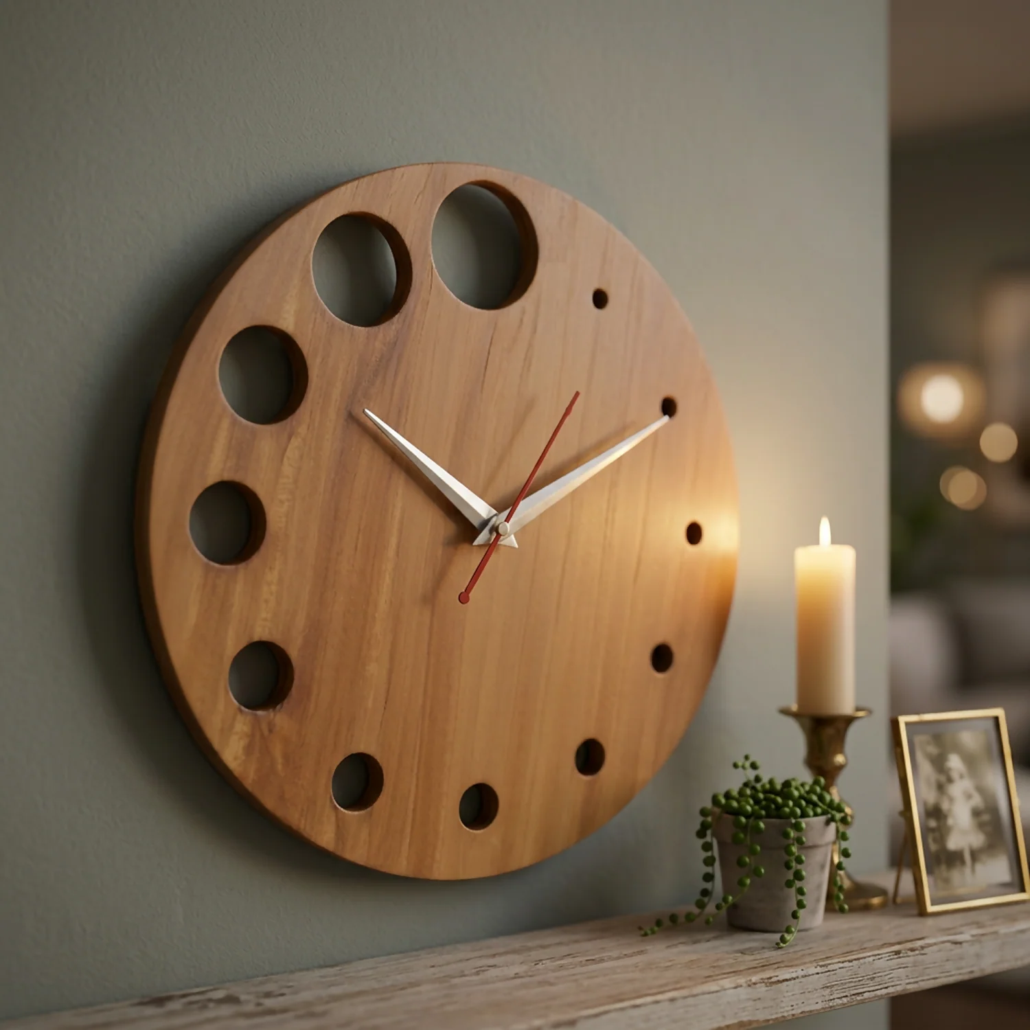 Modern Bubble Wooden Wall Clock – Silent Minimalist Home Décor - Image 4