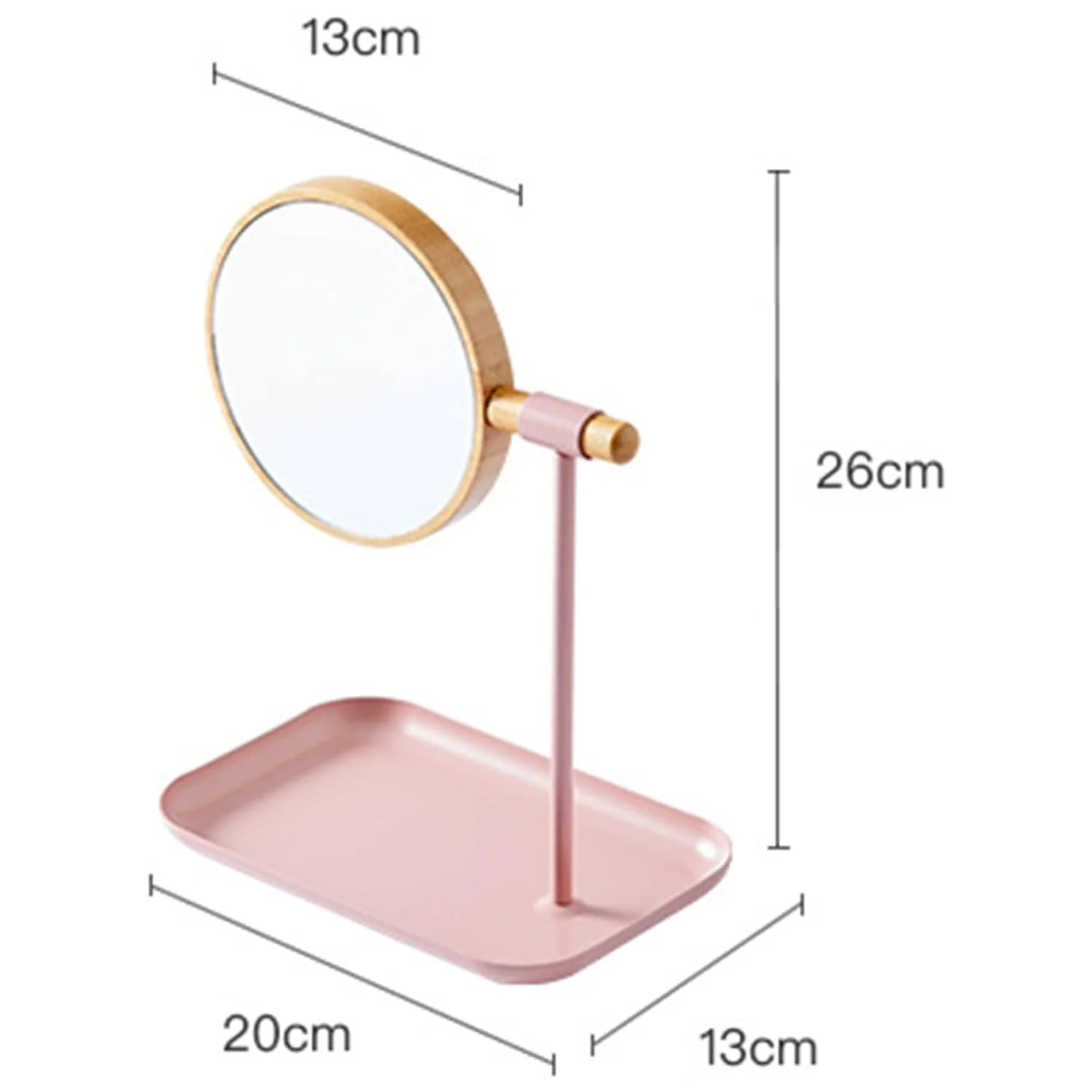 Tabletop Makeup Mirror – Modern Round Frame with Wooden Finish - Image 7