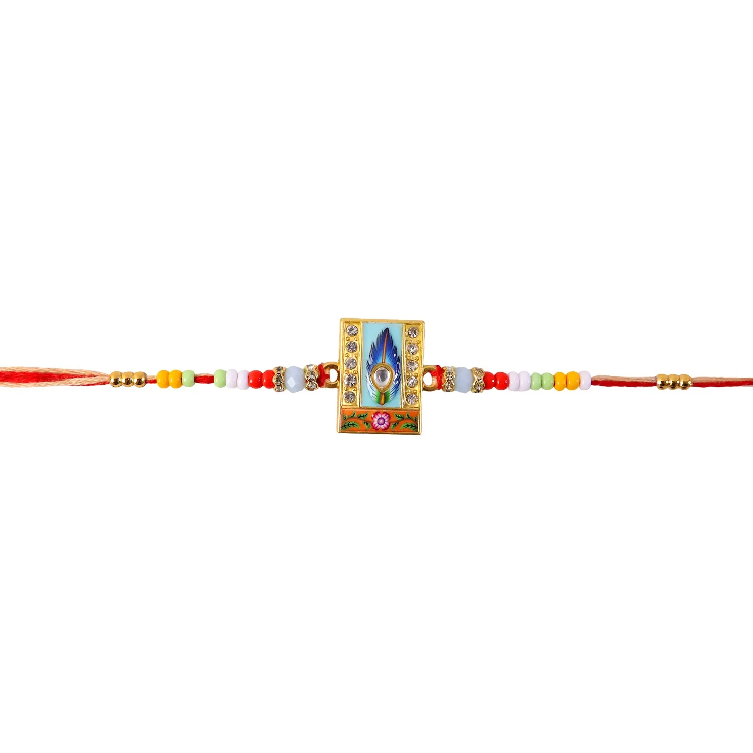 Buy Mor Pankh Kundan Rakhi, Stylish & Lightweight Beads - Image 5