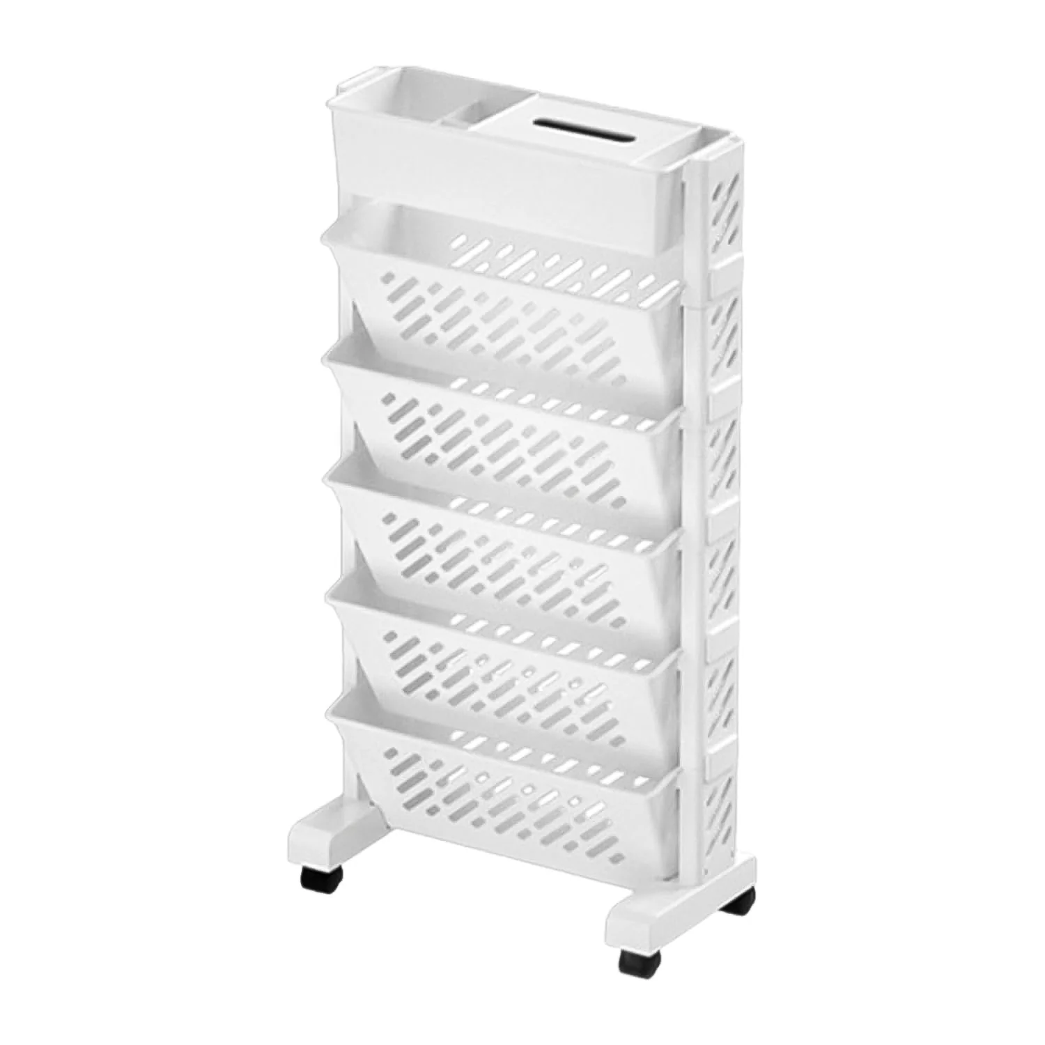 Movable Plastic Bookshelf – Large 5-Tier Rotatable Organizer - Image 5