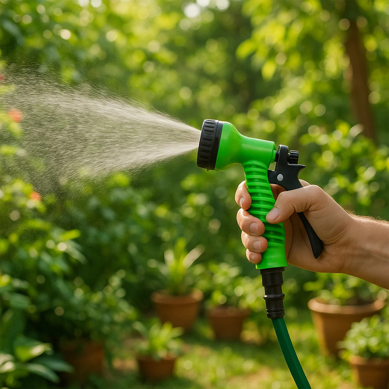 Garden Hose Spray Nozzle – Multi-Pattern with Flow Control - Image 3