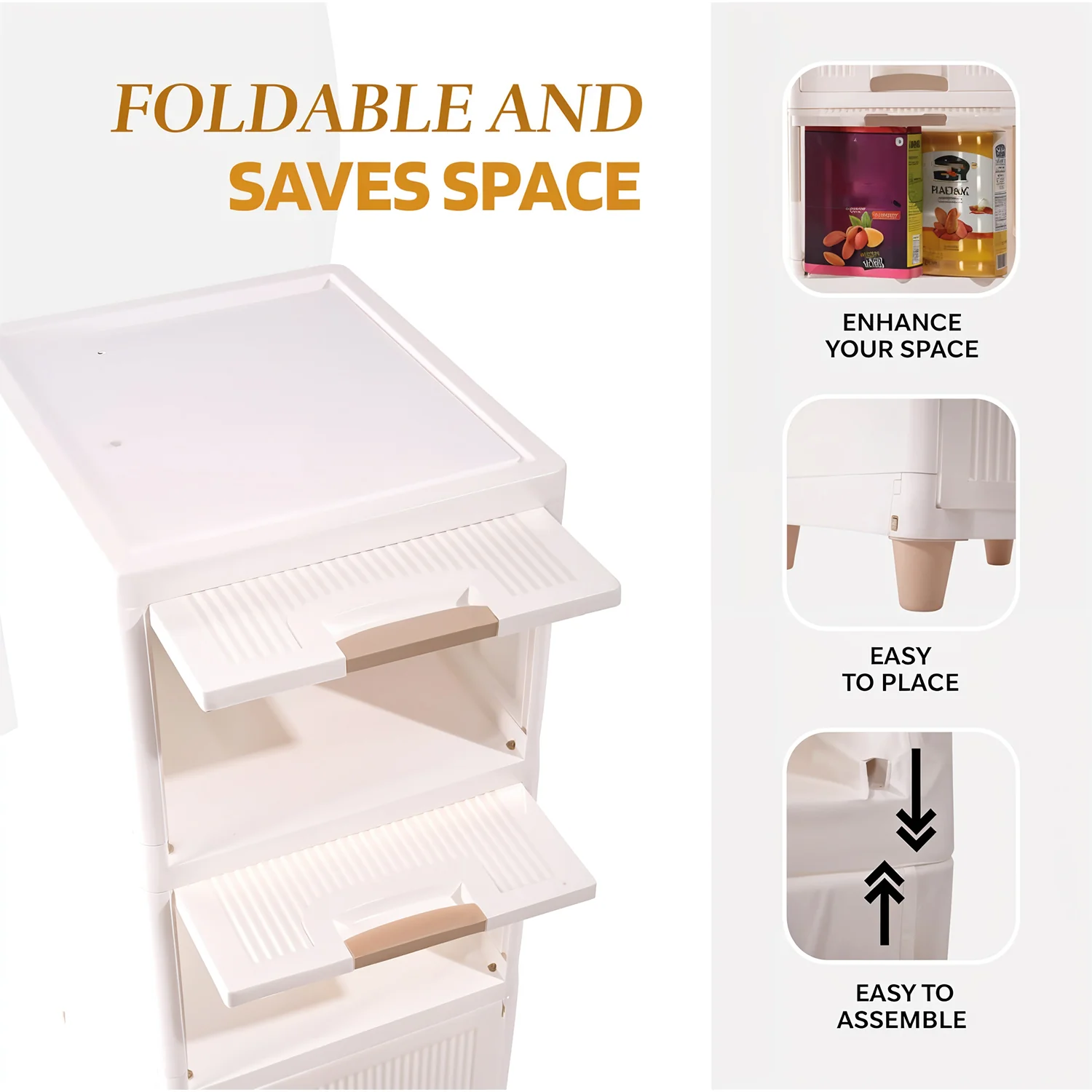 Plastic Storage Drawer Cabinet – 5-Layer Organizer with Wheels - Image 4