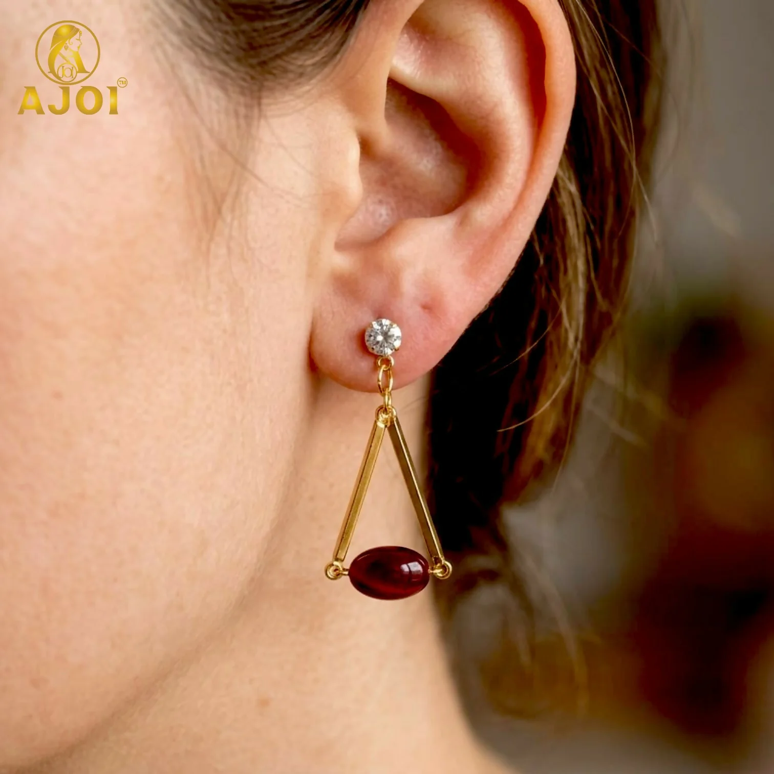 Multicolor Triangle Dangle Earrings – 6 Pair Set for Women & Girls - Image 2
