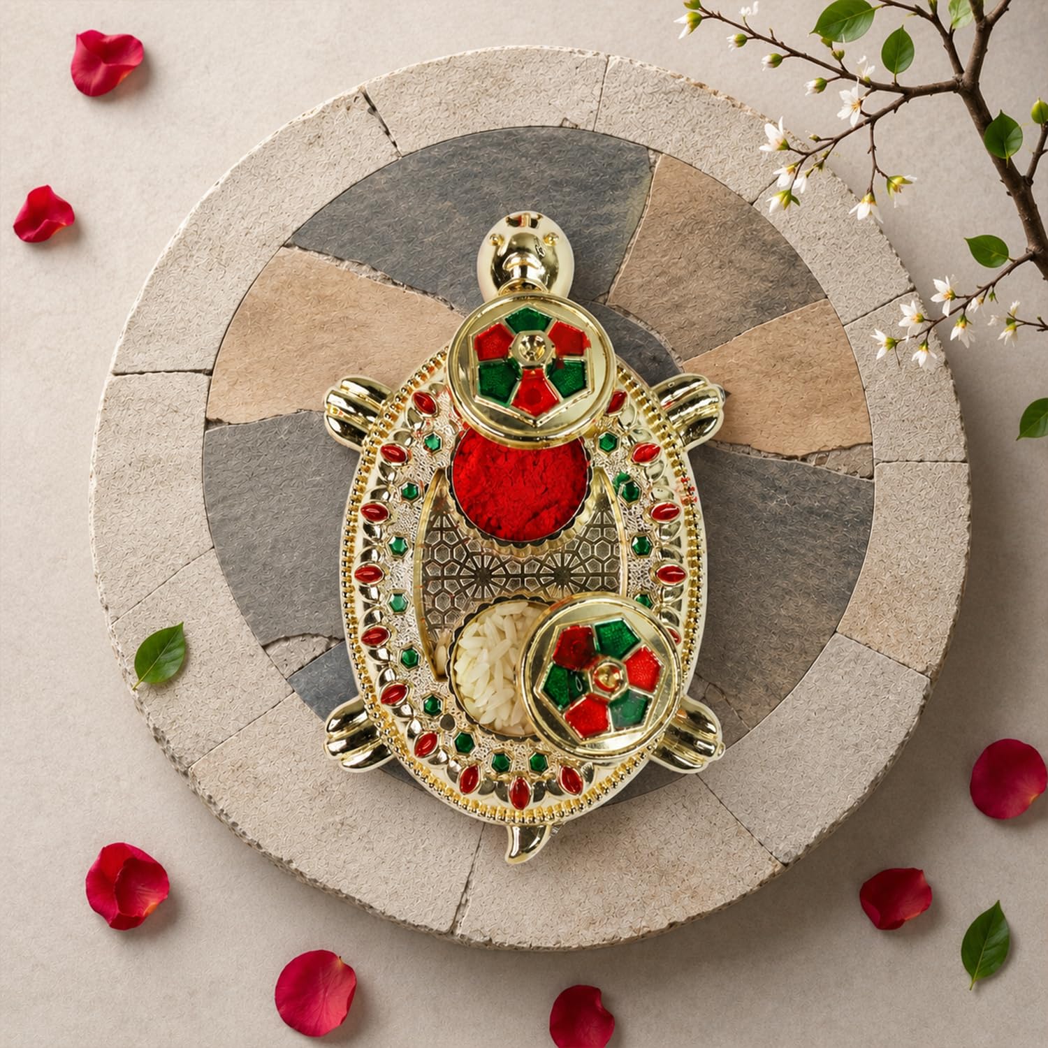 Multicolor Krishna, Krishna Bracelet Rakhi – Turtle Thali | Raksha Bandhan Combo - Image 3