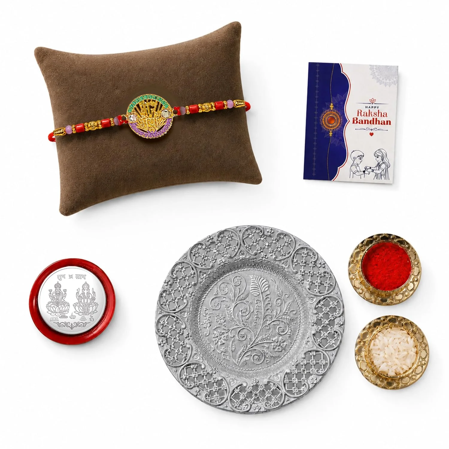 Multicolor Mera Bhaiya Bracelet Rakhi with Designer Thali – Raksha Bandhan Combo - Image 2