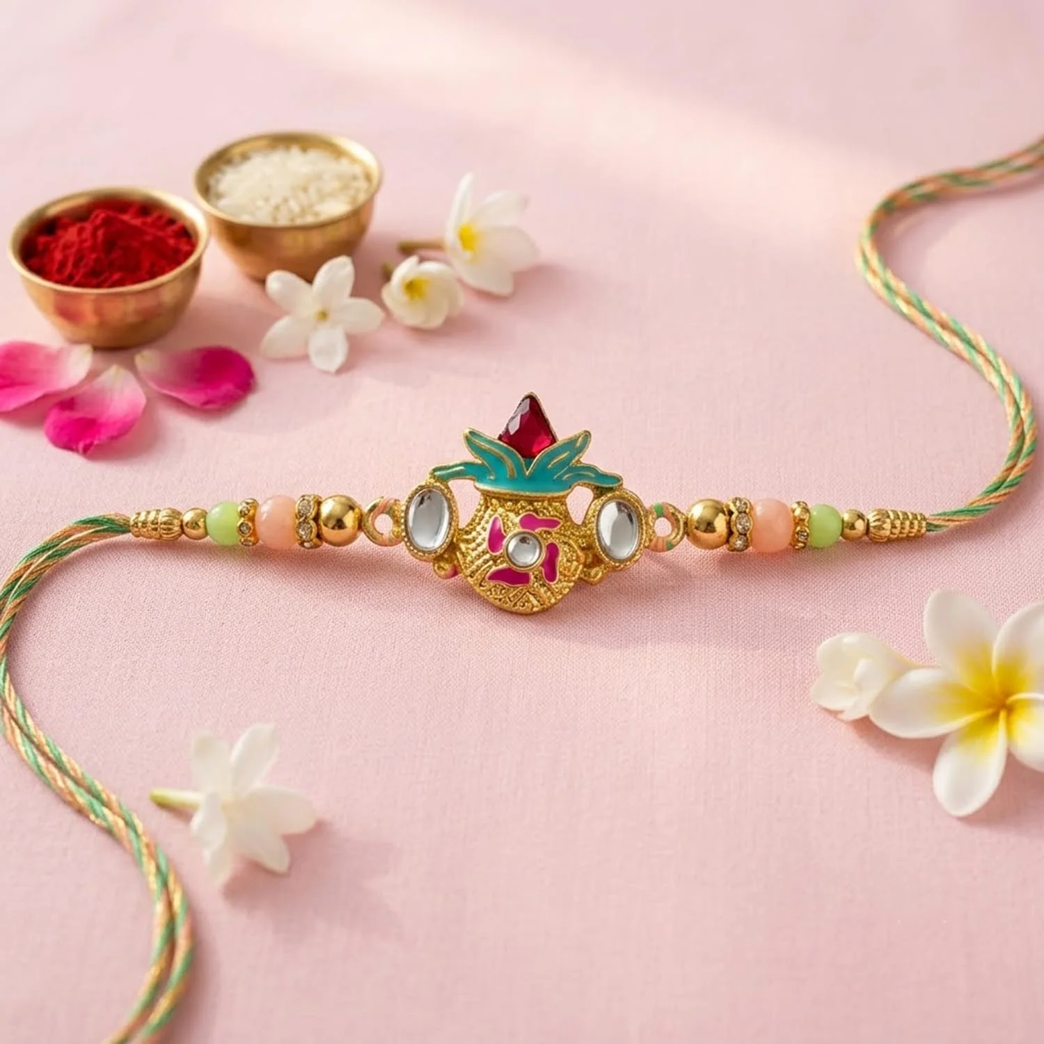 Peacock Multicolor Rakhi – Pistachio Cream Wafer Roll Gift Combo Gift Set (Pack of 6) For Raksha Bandhan - Image 6