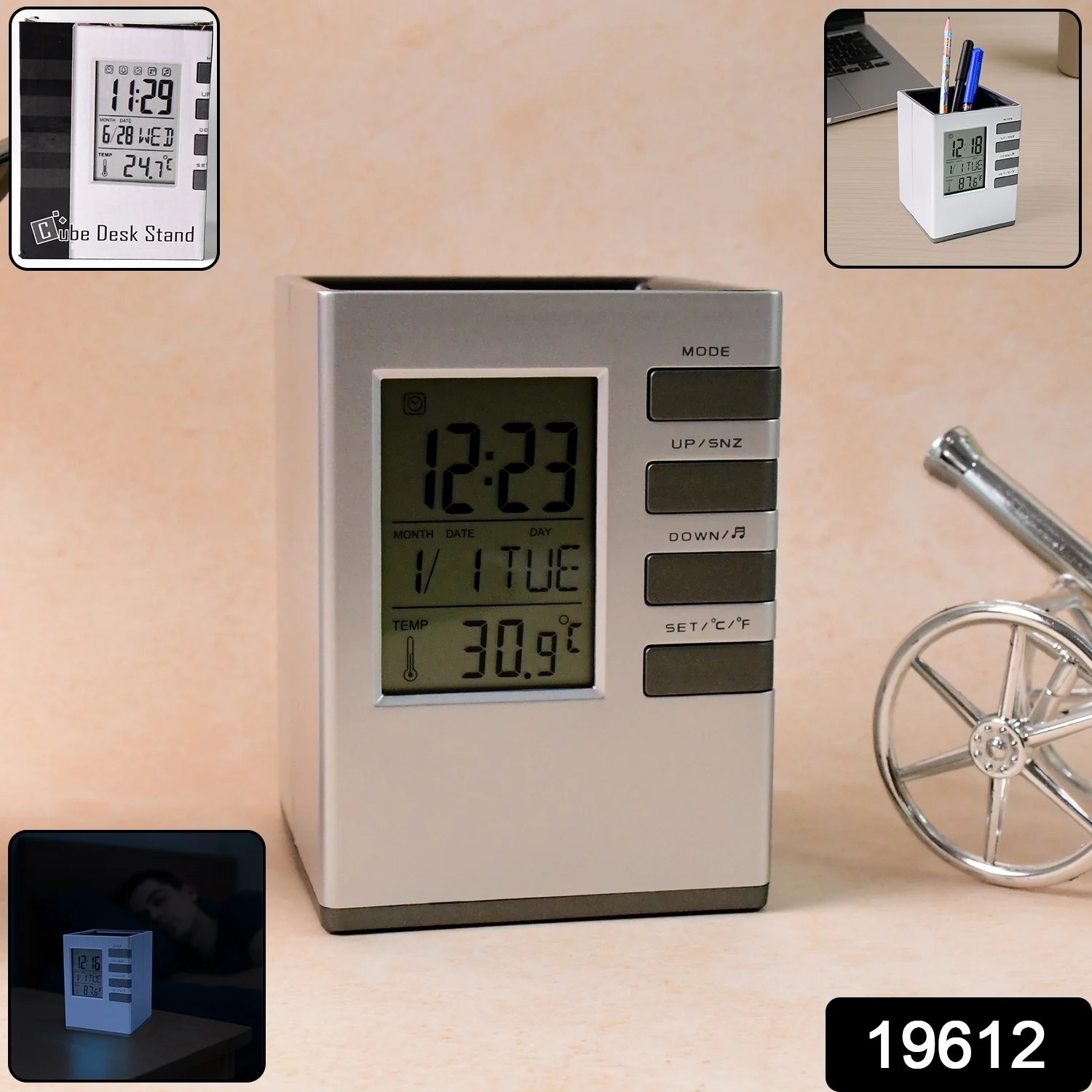 Digital Desk Clock – Multifunction with Pen Holder & Temp Display - Image 2
