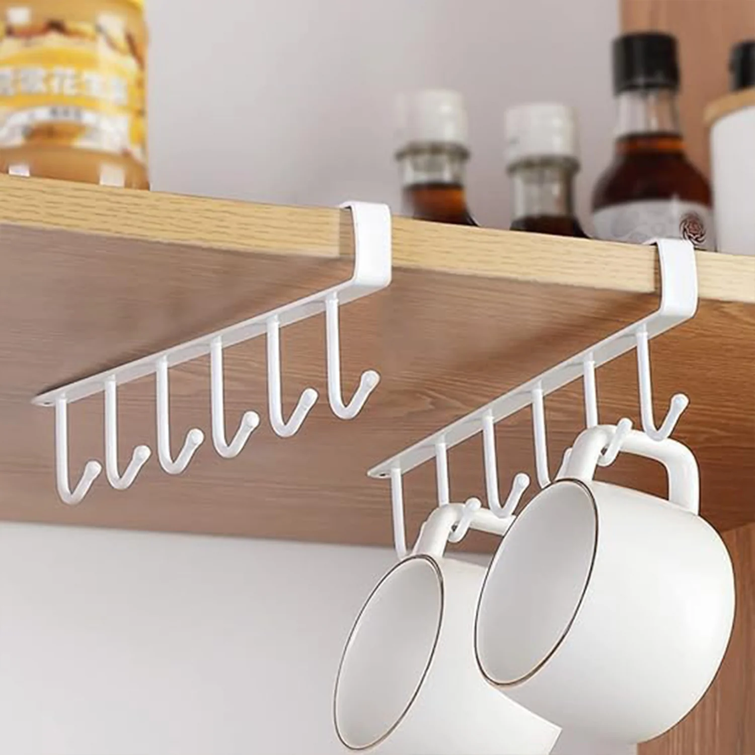 Metal Under-Shelf Storage Rack – 6 Hooks for Easy Organization - Image 3