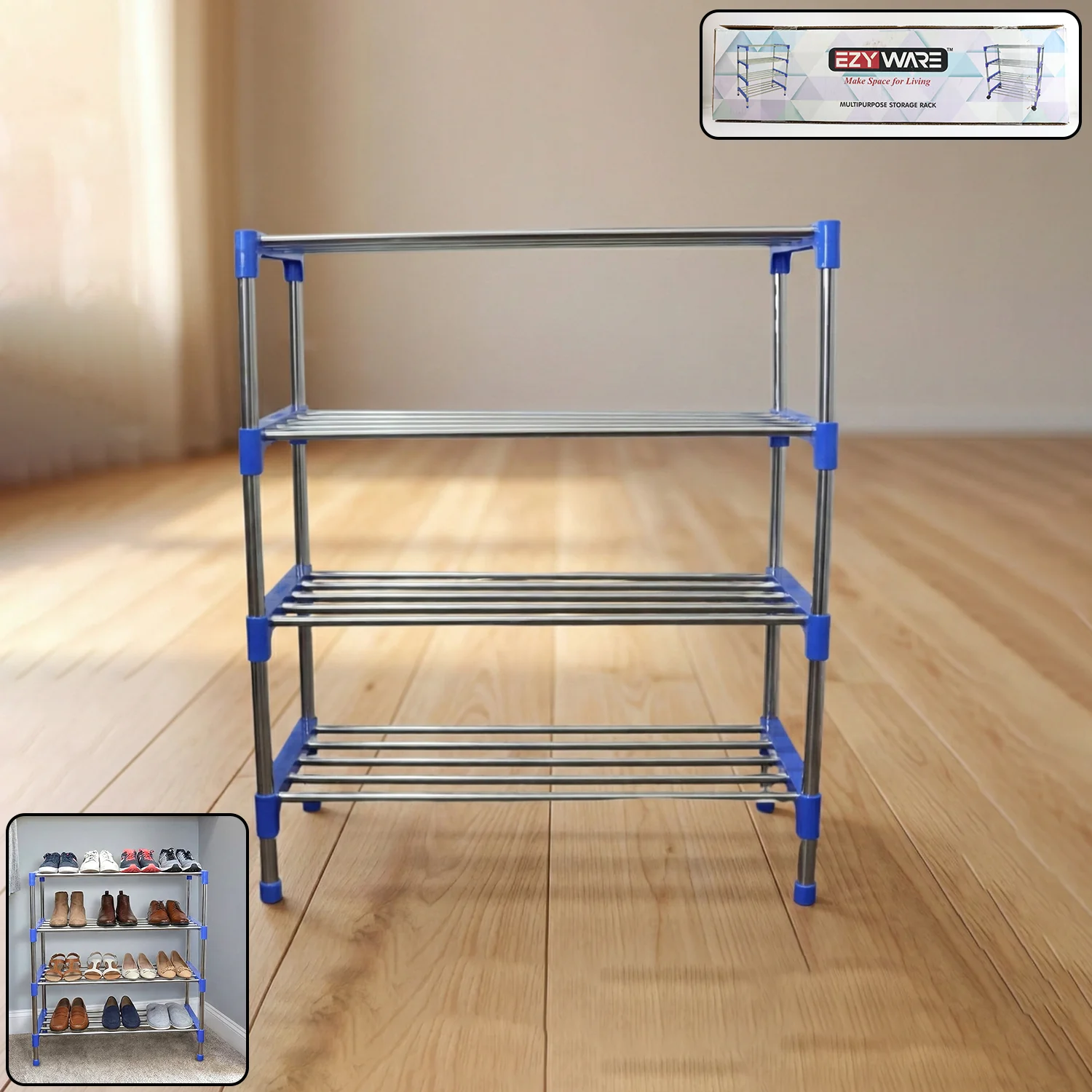 4-Layer Shoe Rack Organizer – Durable Stainless Steel Storage