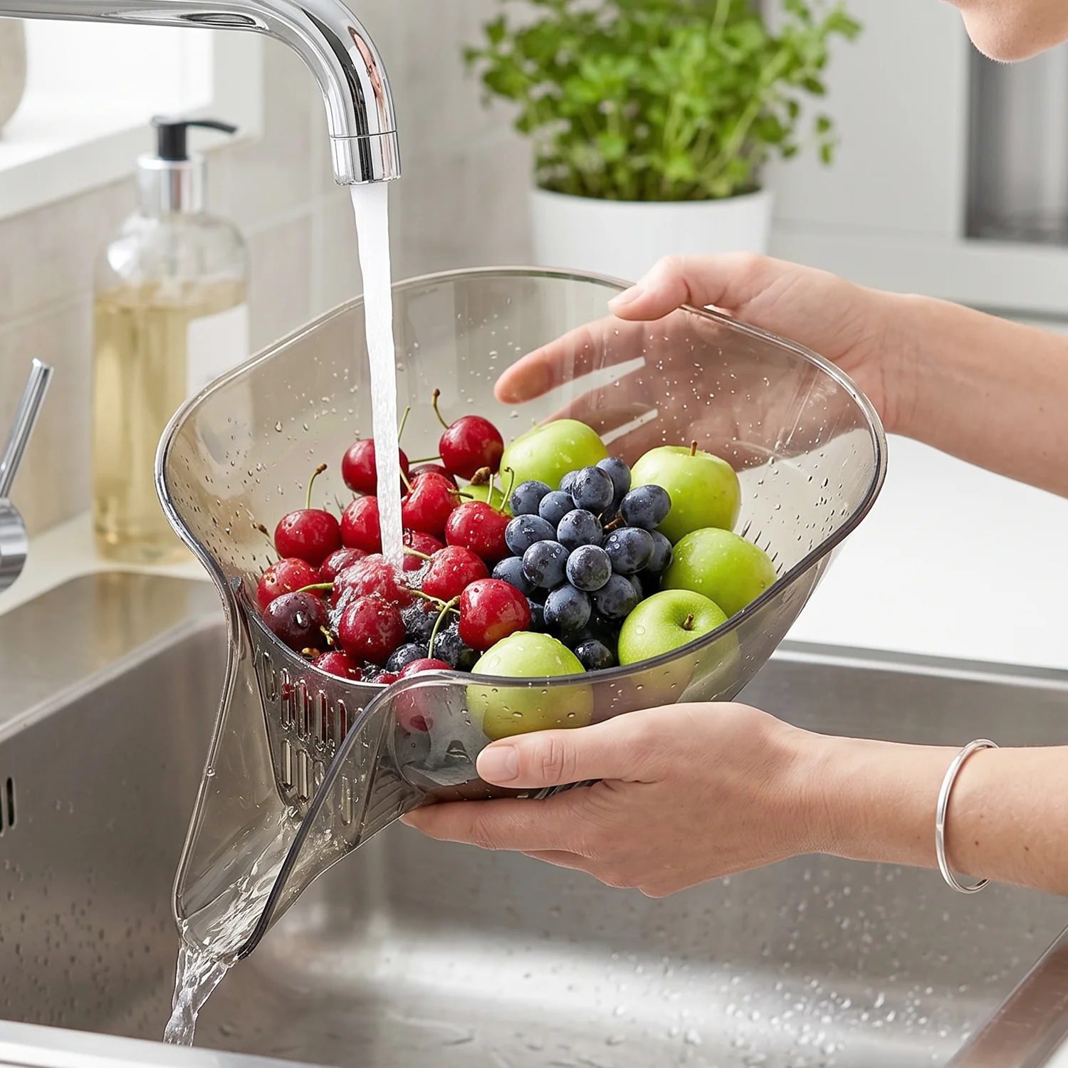 Multipurpose Fruit Vegetable Strainer – Built-in Drain for Easy Rinsing - Image 3