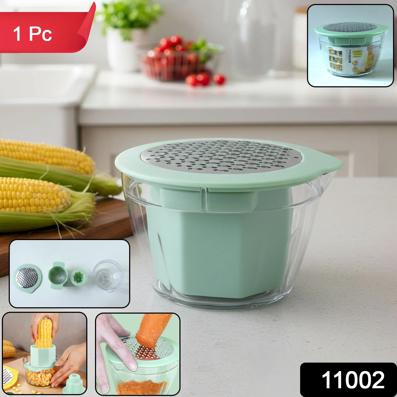 Manual Vegetable Grater – Multipurpose Shredder with Storage Bowl - Image 2