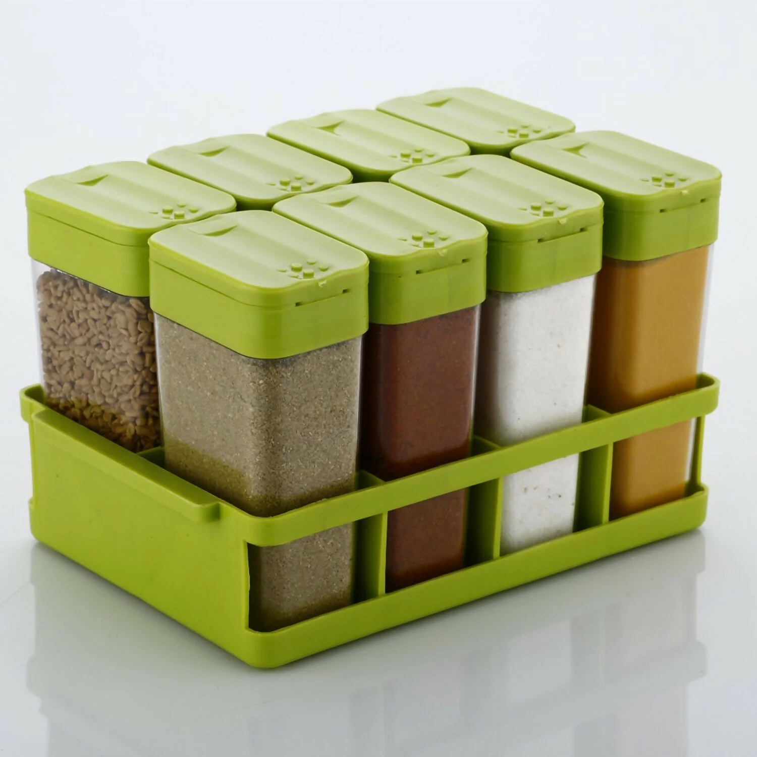 Multipurpose Spice Rack – Airtight Set of 8 Jars with Tray - Image 4