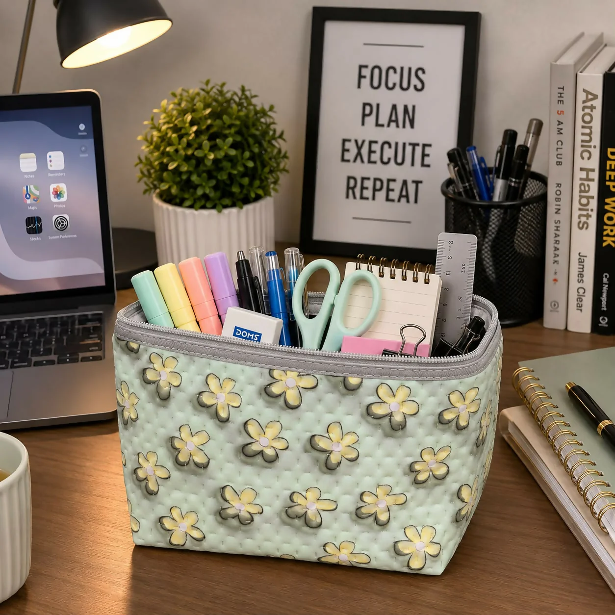 Multipurpose Stationery, Makeup & Toiletry Organizer Pouch with Zipper (Design may vary 1 PC) - Image 3