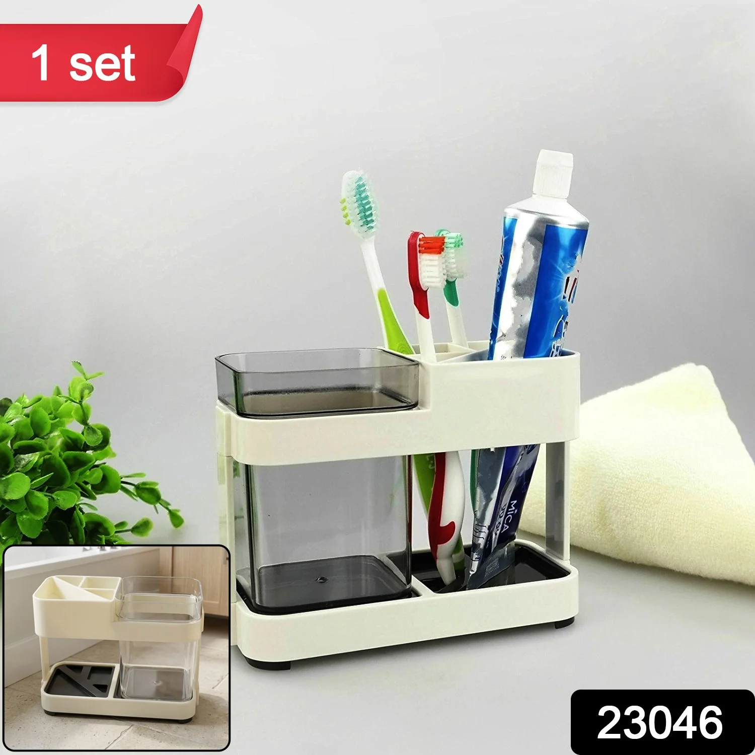 Multipurpose Toothbrush & Toothpaste Stand Holder – Space-Saving Organizer - Image 3