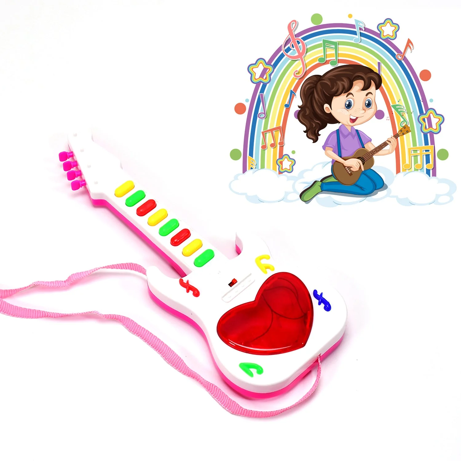 Kids Mini Guitar Toy – Battery Operated & Light-Up | Colorful Creations - Image 4