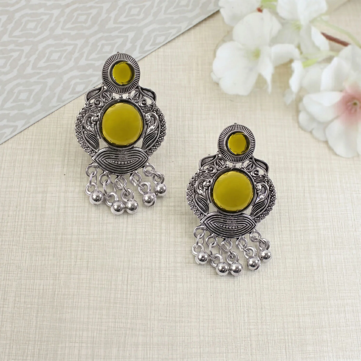Oxidized Silver Earrings – Elegant floral vintage design - Image 3