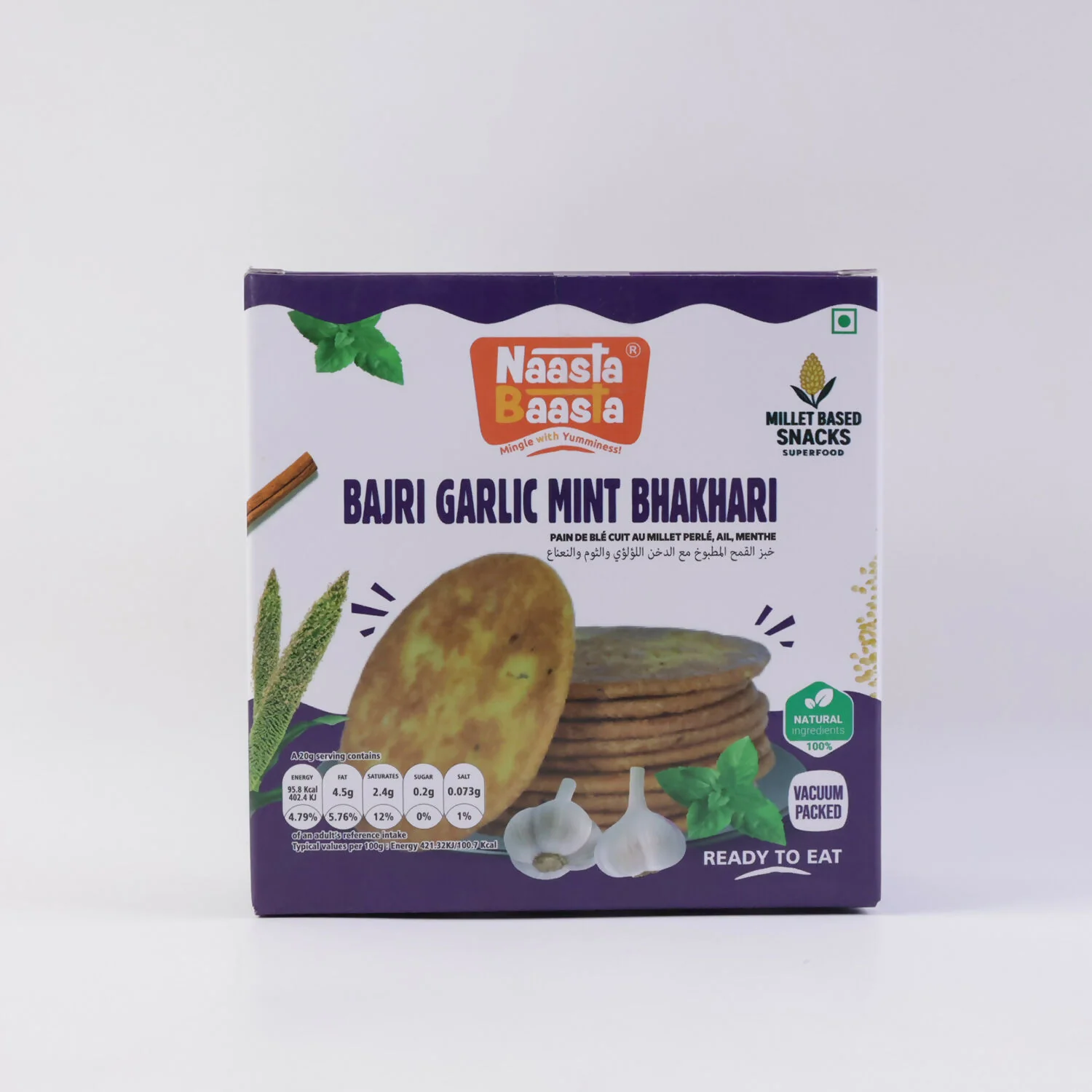 Naasta Baasta Bajri Garlic Mint Bhakhari – Crunchy Millet Snack - Image 5