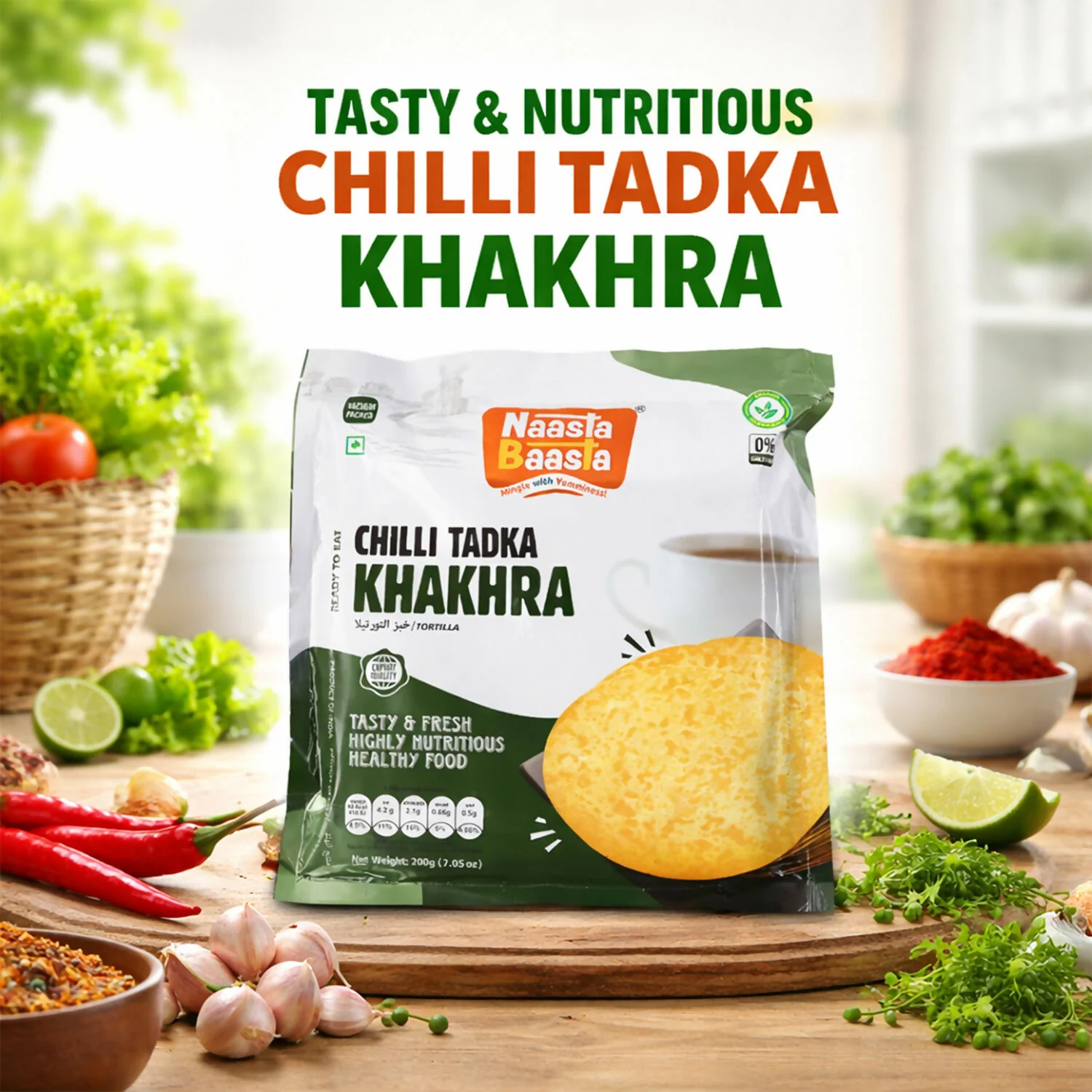 Naasta Baasta Chilli Tadka Khakhra – Spicy & Nutritious Snack for Crispy Munching - Image 2