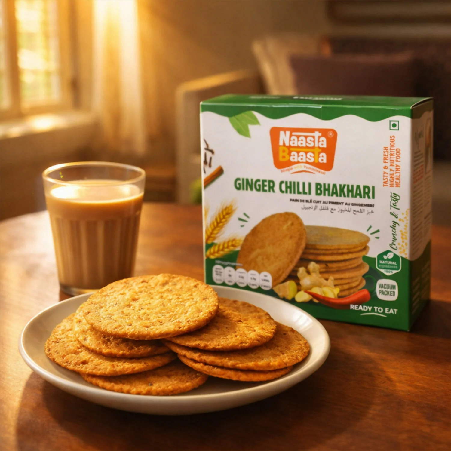Naasta Baasta Ginger Chilli Bhakhari – Spicy & Crispy Snack (200gm) - Image 3