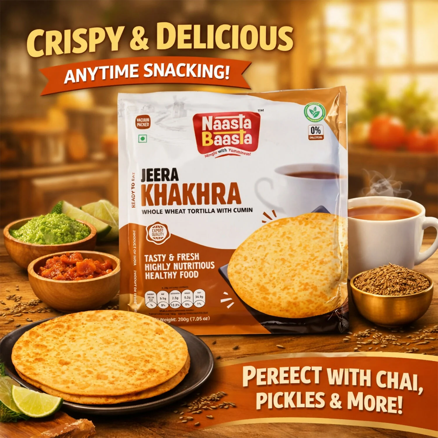 Jeera Khakhra – Whole Wheat Snack with Cumin for Healthy Bites - Image 3