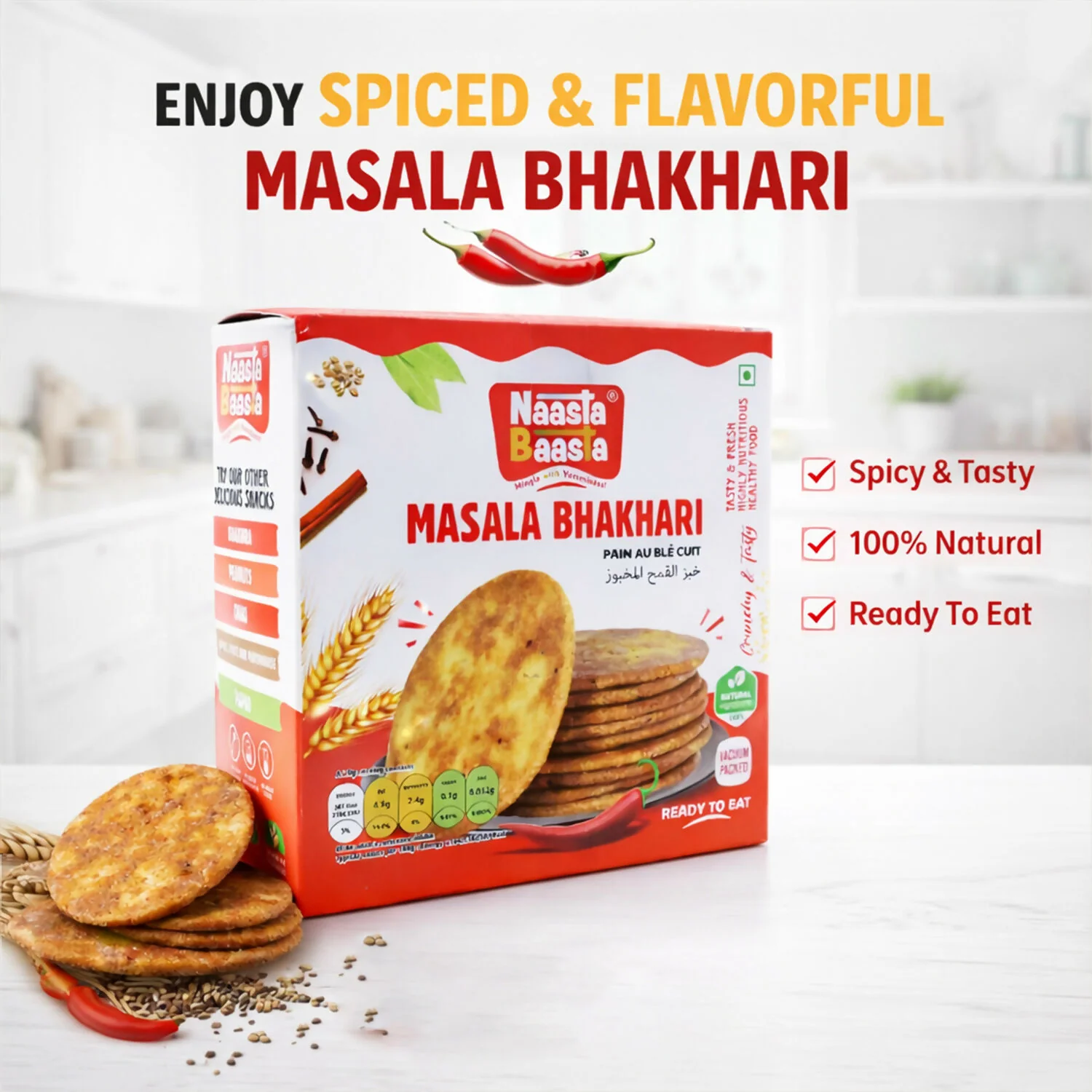Naasta Baasta Masala Bhakhari – Crispy & Flavourful Snack - Image 3