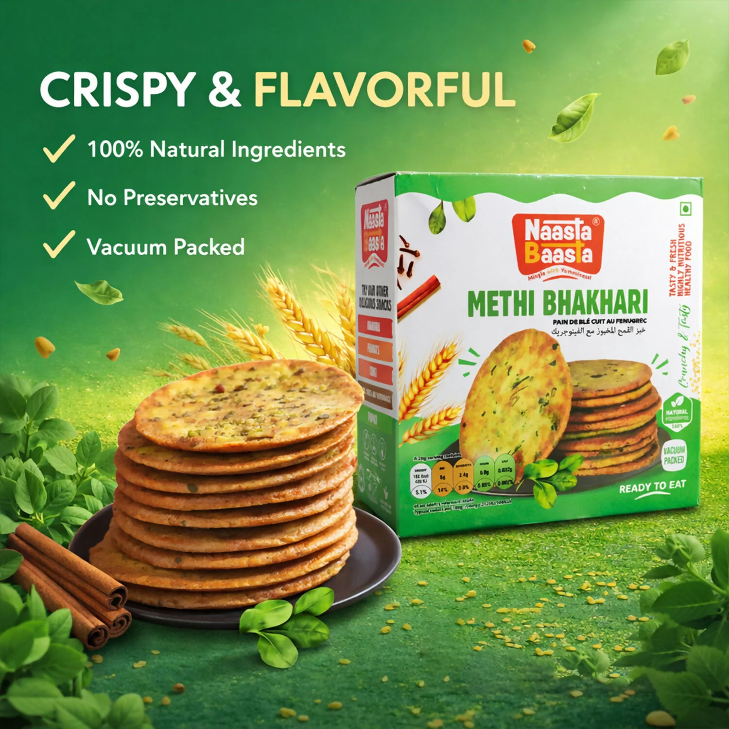 Methi Bhakhari – Crispy, Flavorful Ready-to-Eat Snack from India - Image 3