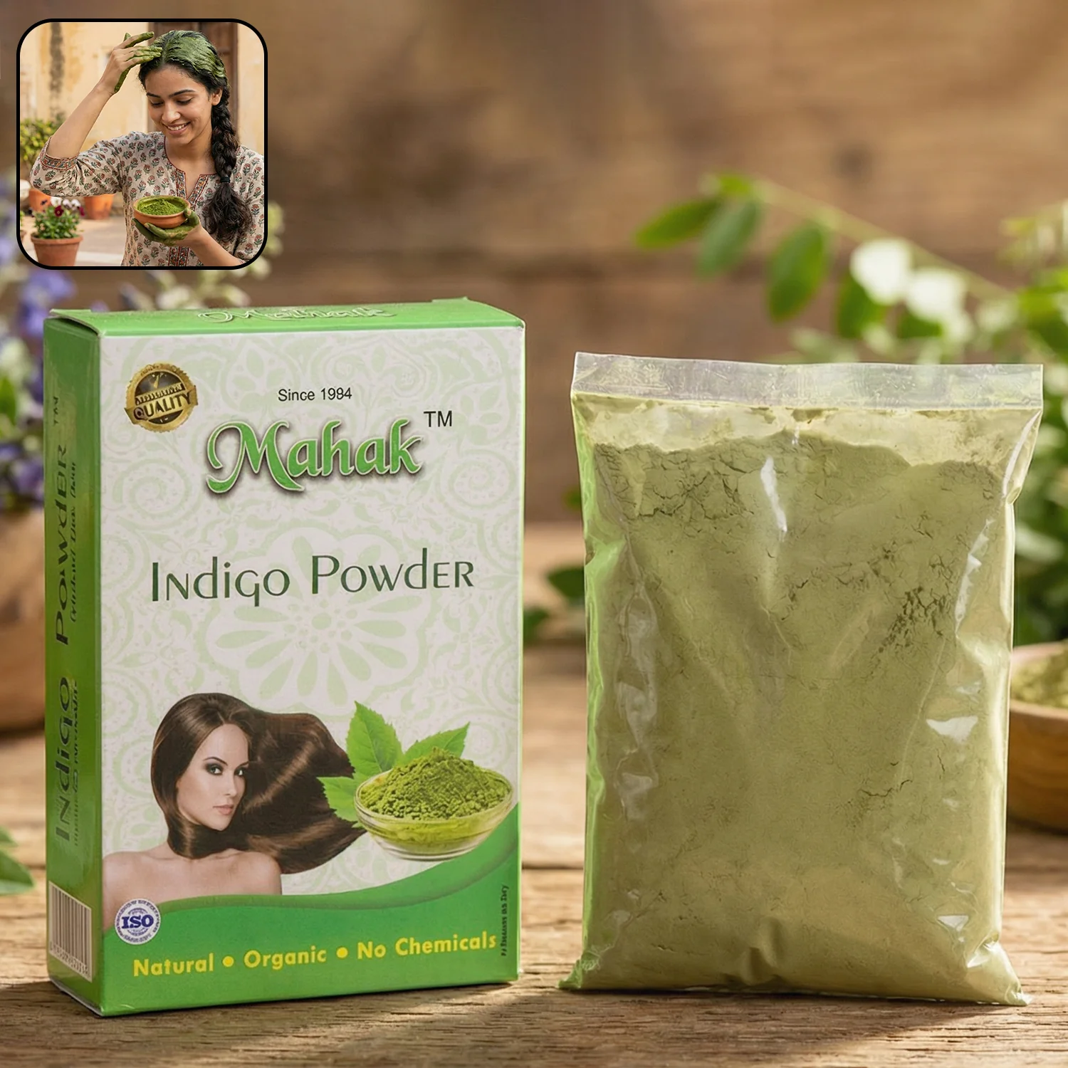 Natural Indigo Powder – Pure Herbal Hair Coloring & Care 80 gm - Image 3
