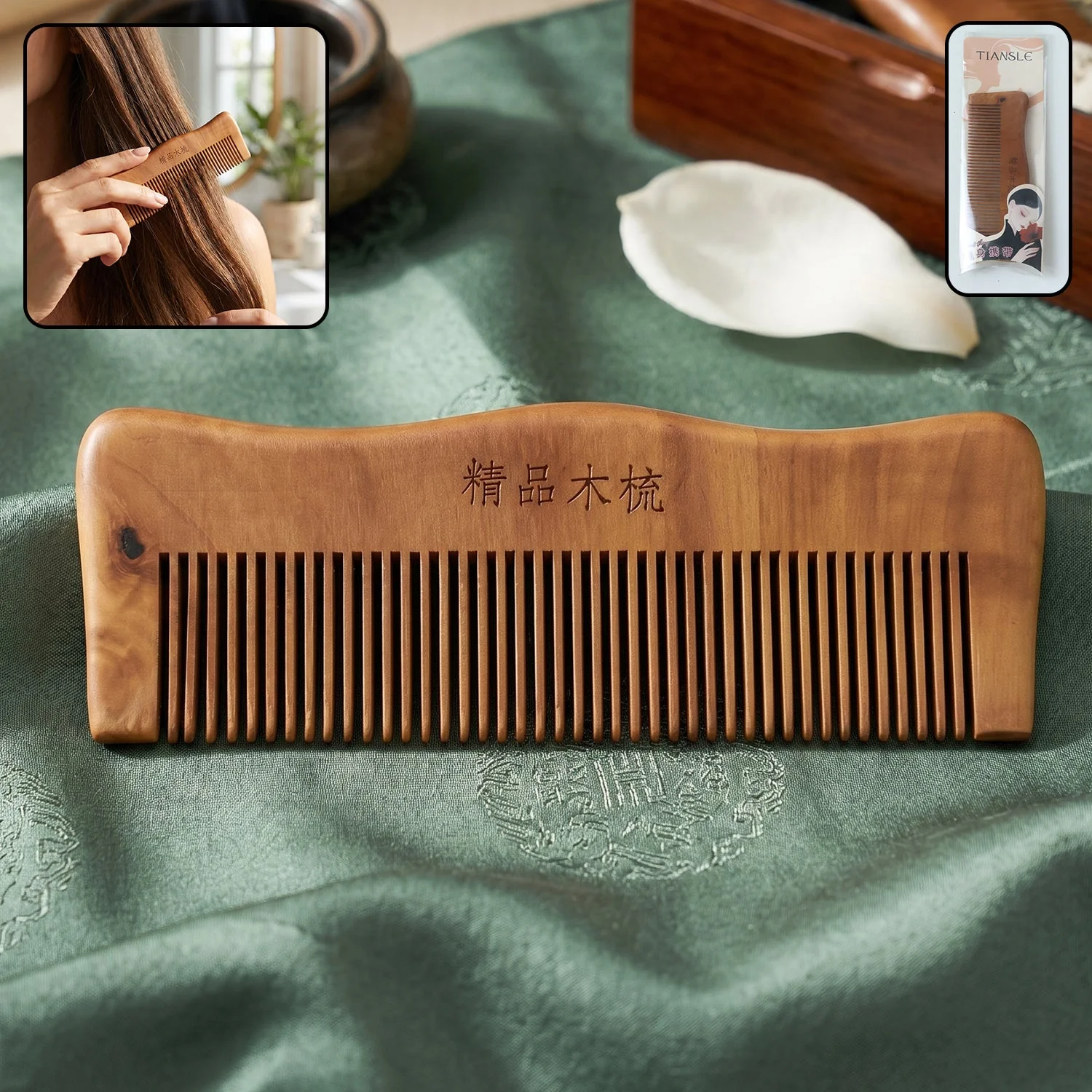 Natural Wooden Hair Comb – Anti Static for Silky, Tangle-Free Hair - Image 3