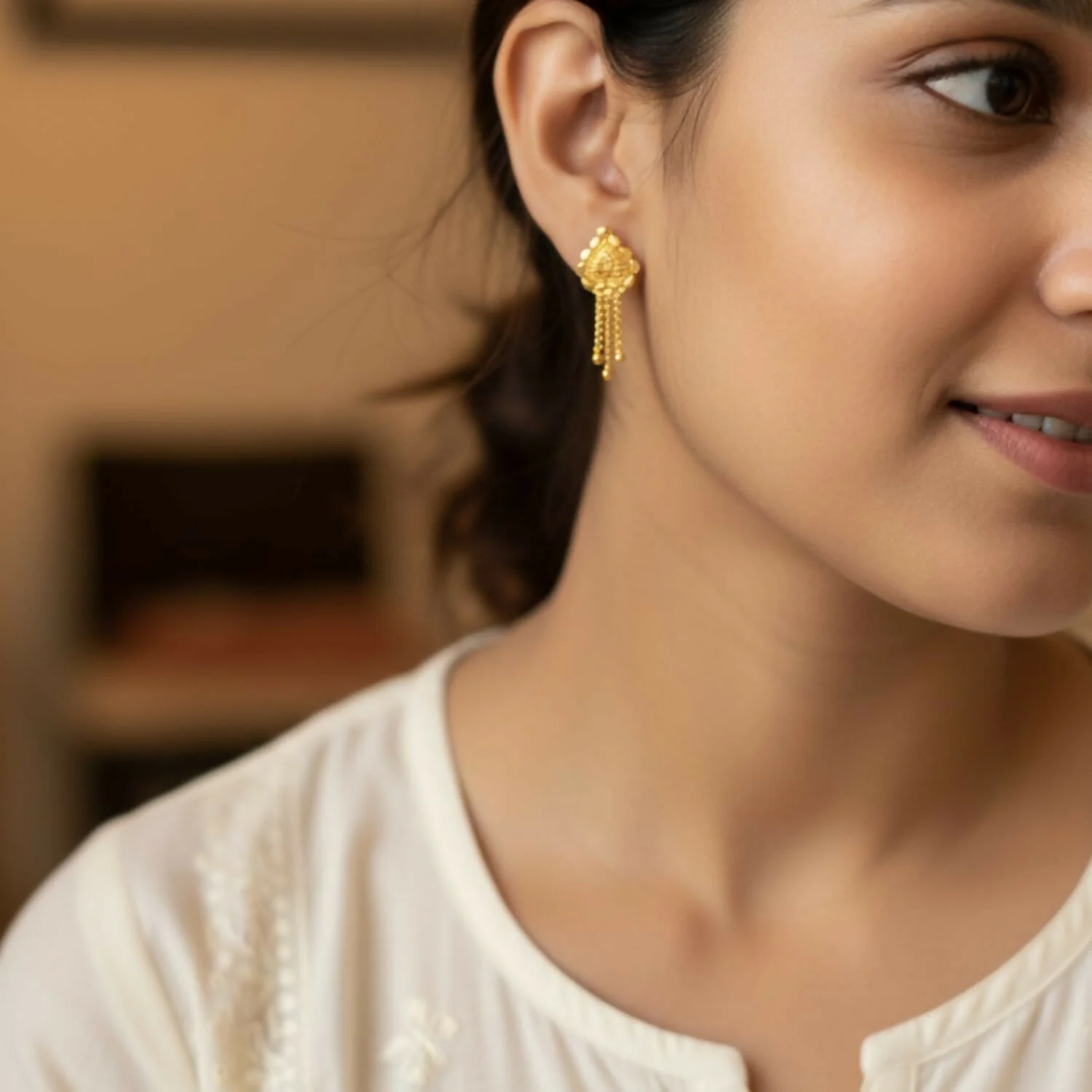 Golden Jhumka Earrings – Elegant Traditional Jewelry for Women - Image 2