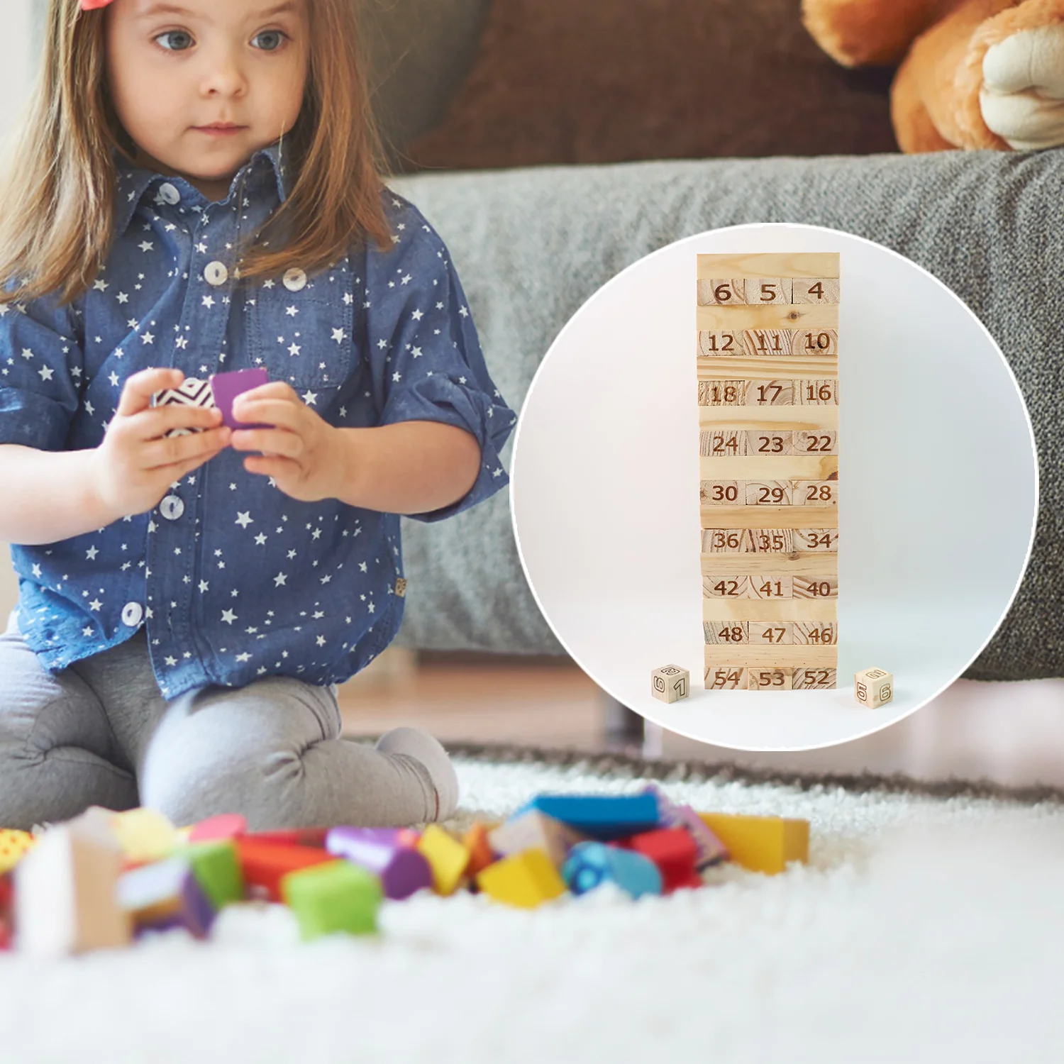 Numbered Wooden Tumbling Tower – Classic Stacking Game Fun - Image 3