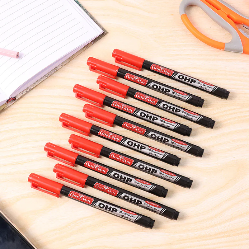 Red Marker Pen Set – 10 Pc Permanent OHP/CD DVD Writing Markers - Image 3