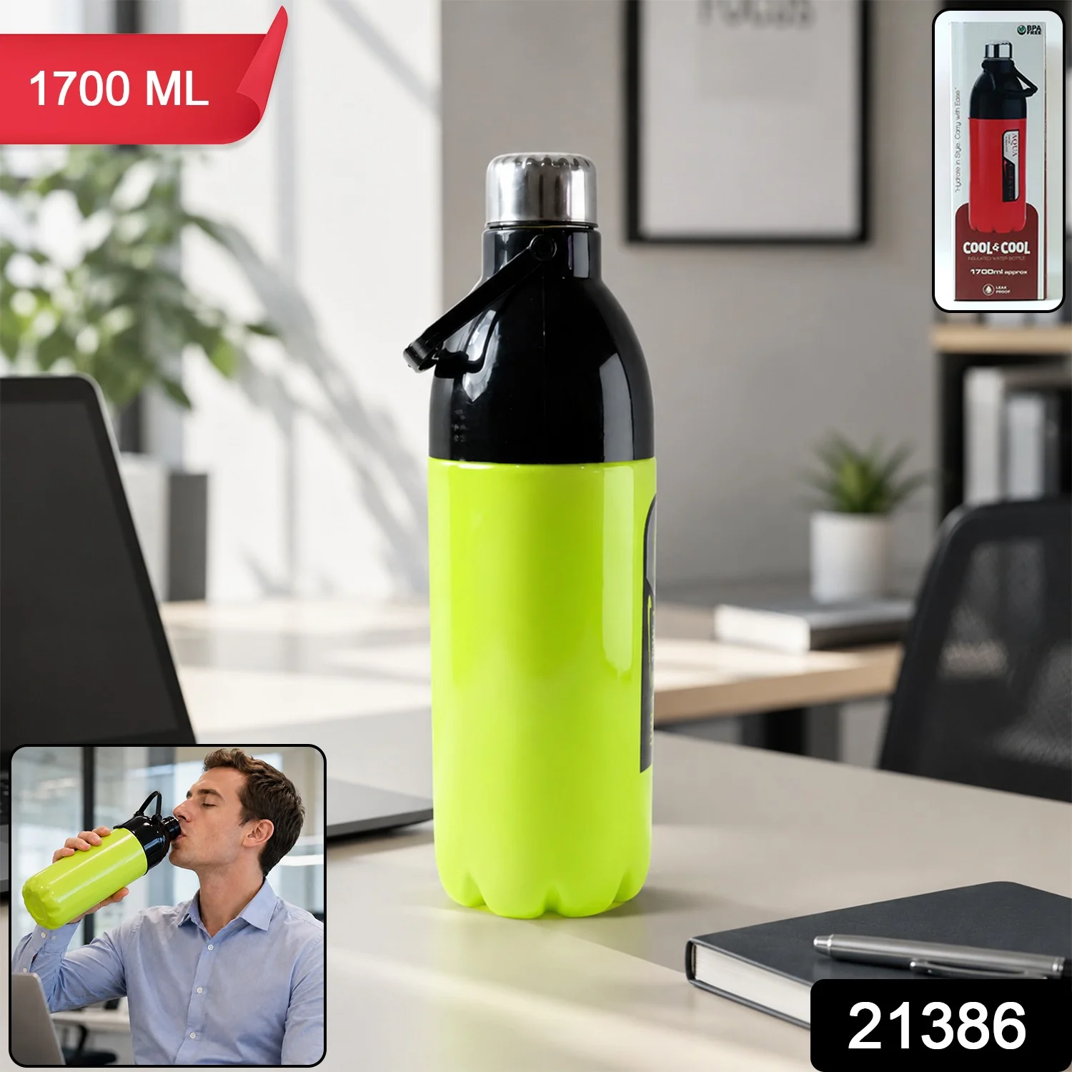 Large Capacity Water Bottle 1700ml – Leakproof with Carry Strap - Image 2