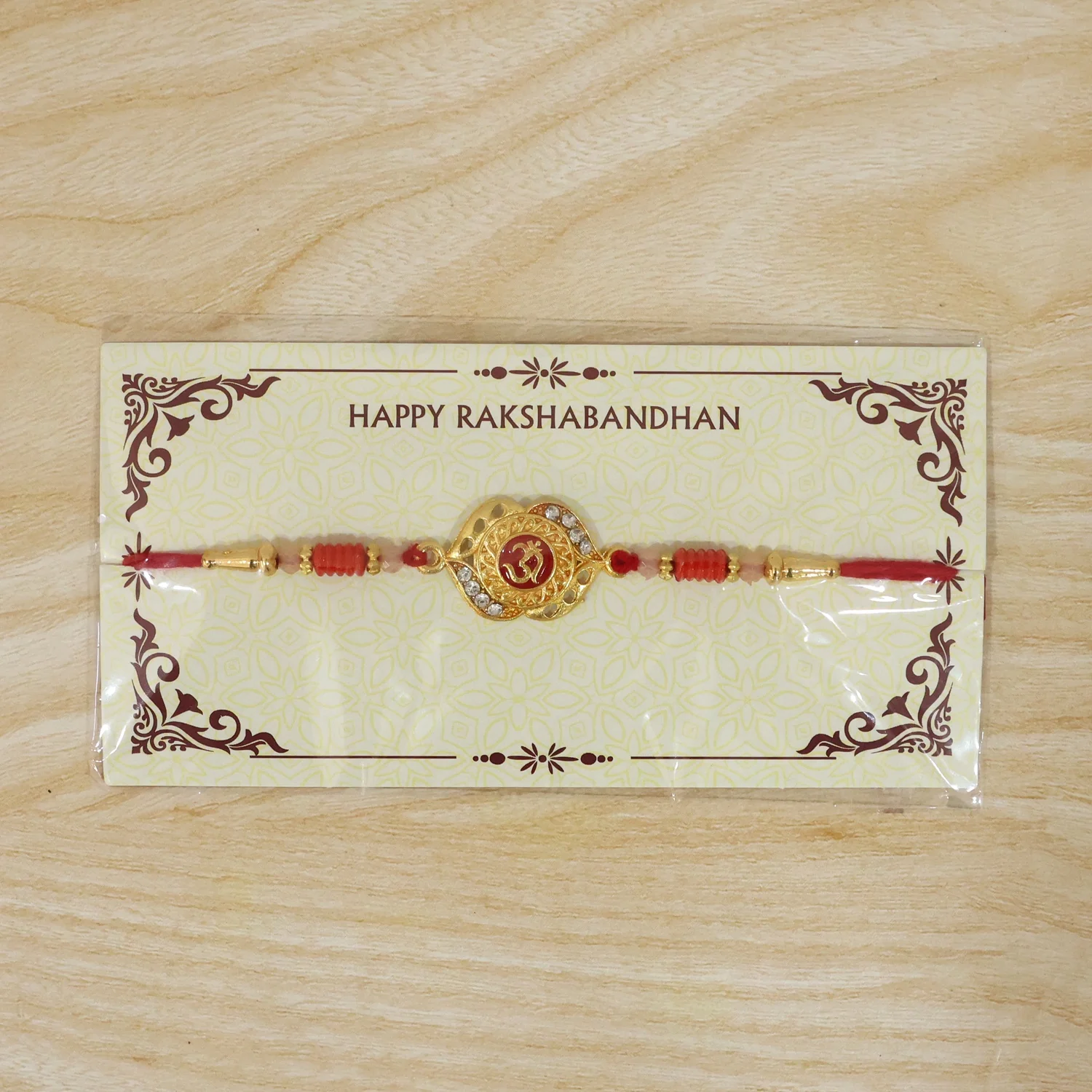 OM Antique Floral Rakhi – Elegant Traditional Design for Raksha Bandhan - Image 7