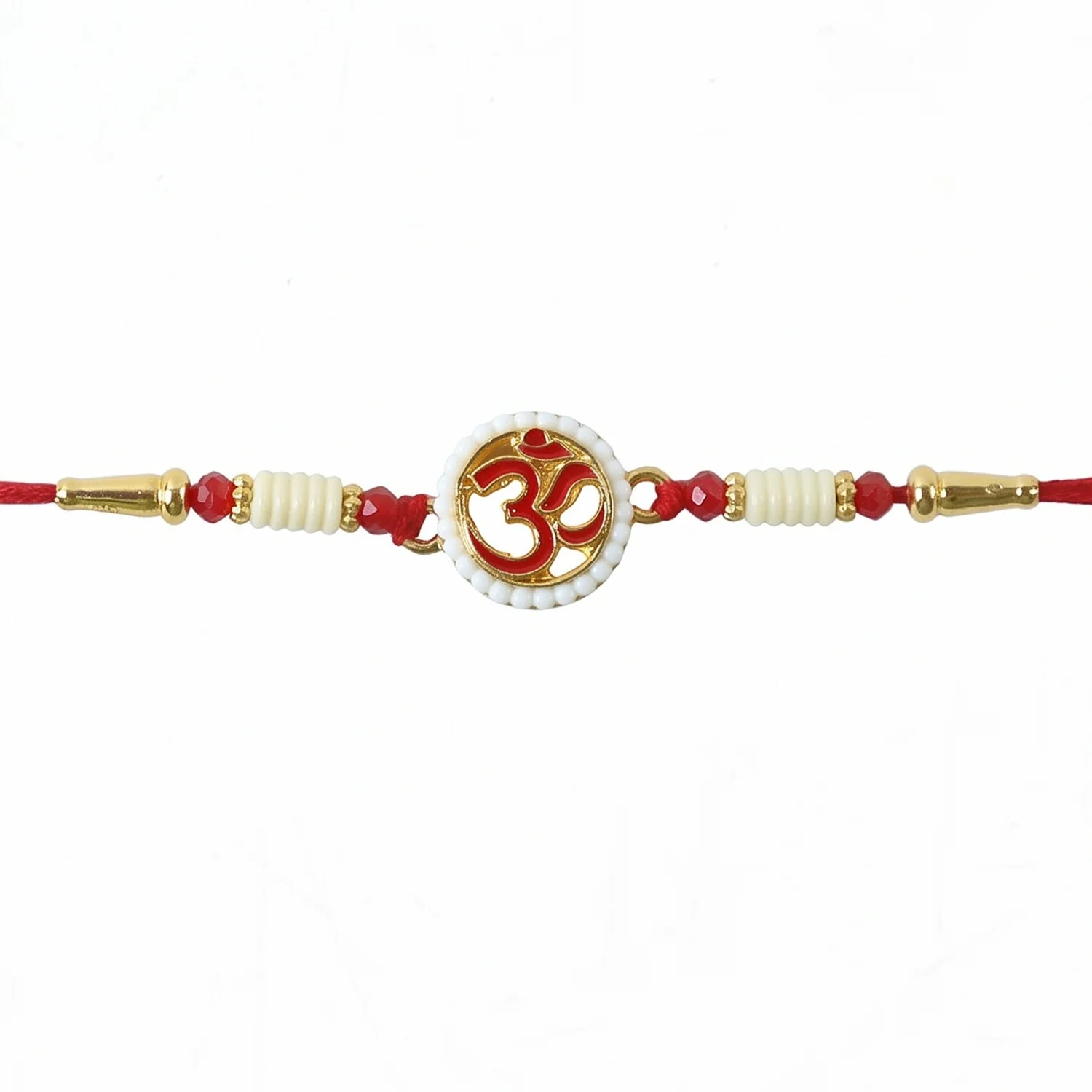 OM Symbol Pearl Frame Rakhi – Elegant Traditional Design for Raksha Bandhan - Image 5