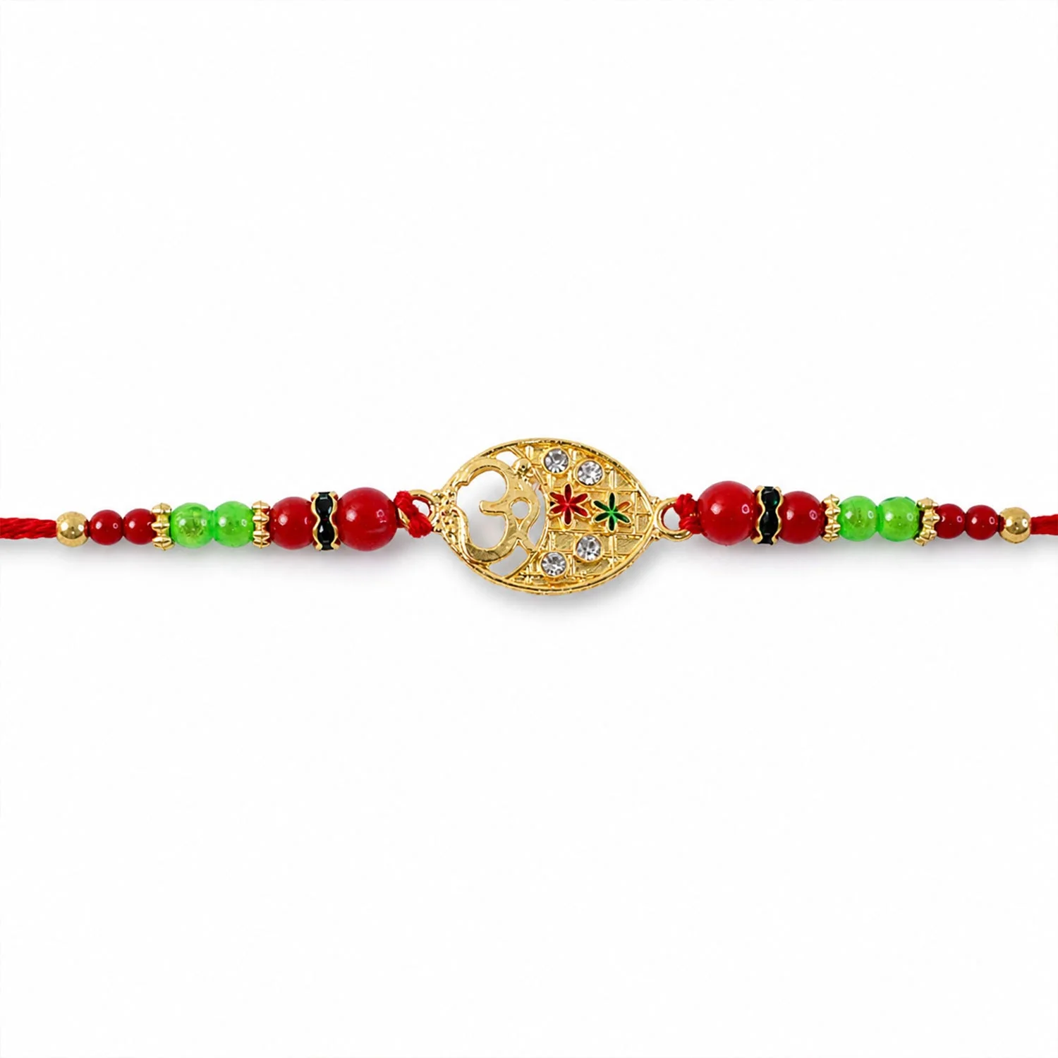 Om Symbol Round Beaded Traditional Designer Rakhi for Brother - Image 5