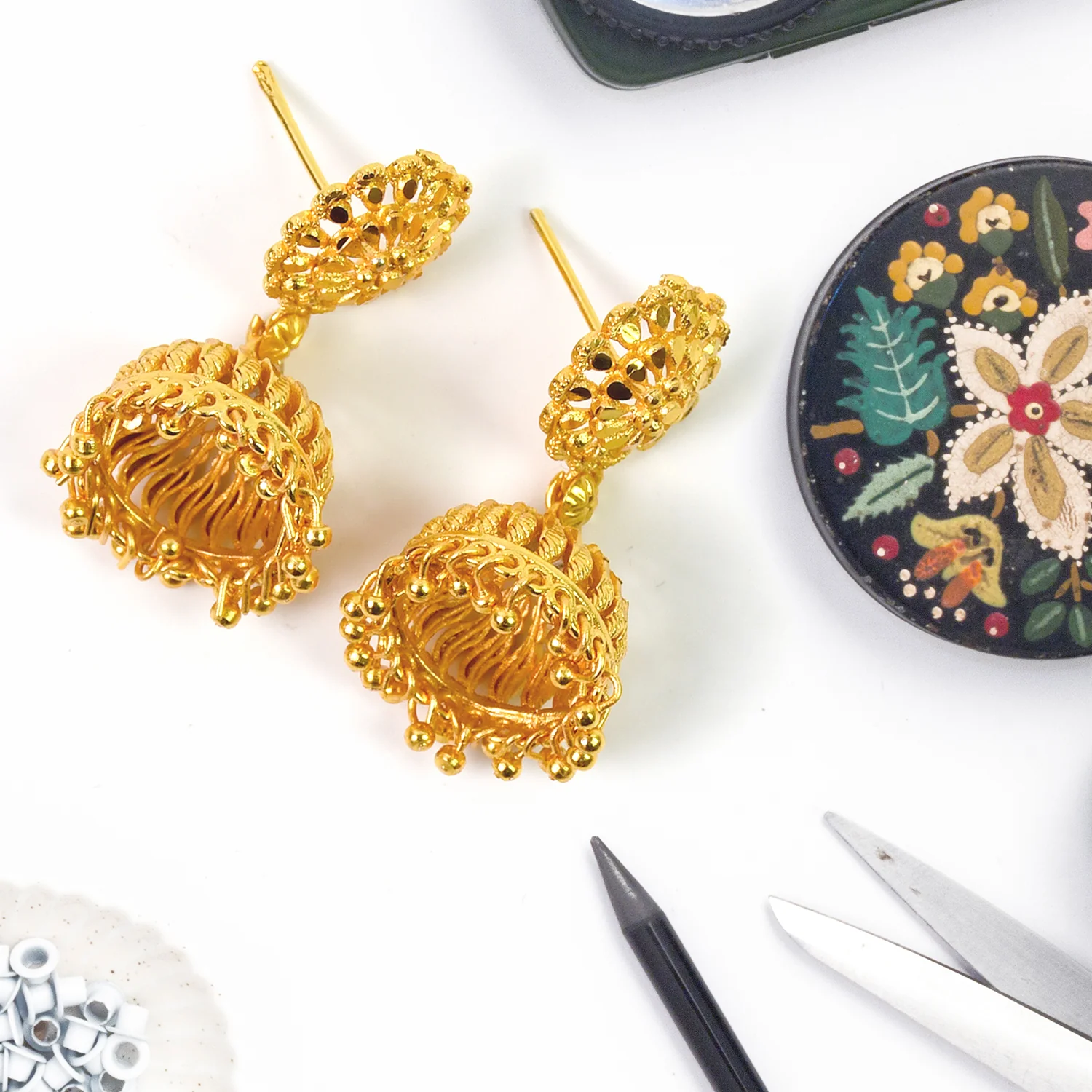 Jumka Earrings – Bold Traditional Elegance | HV - Image 2