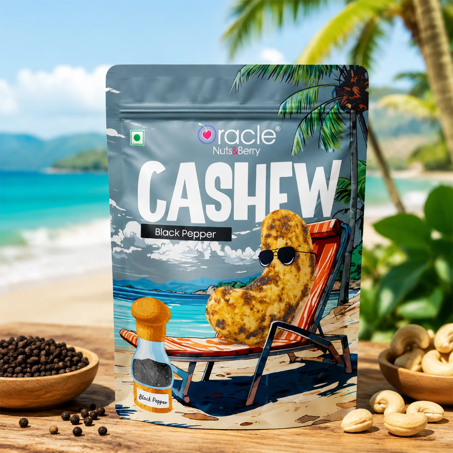 Black Pepper Cashews – Spicy Roasted Kaju Snack 200g for Gourmet Indulgence